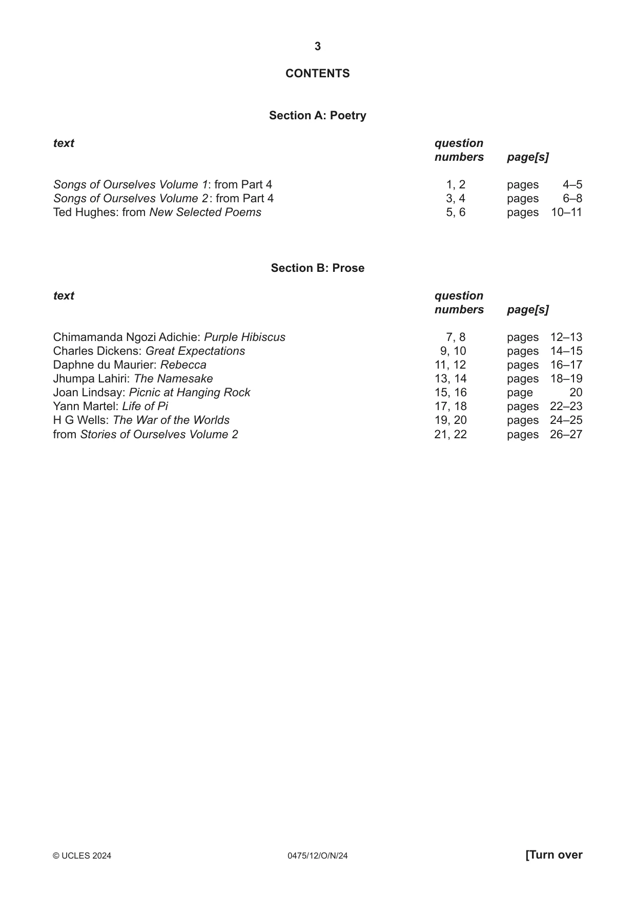 Cambridge IGCSE English - Literature in English 0475 2024 Oct/Nov Paper 1 · Variant 2 question paper, page 3 of 28