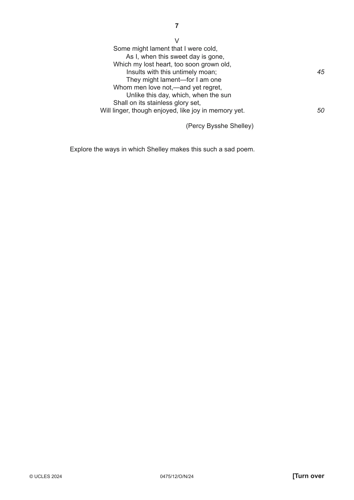 Cambridge IGCSE English - Literature in English 0475 2024 Oct/Nov Paper 1 · Variant 2 question paper, page 7 of 28