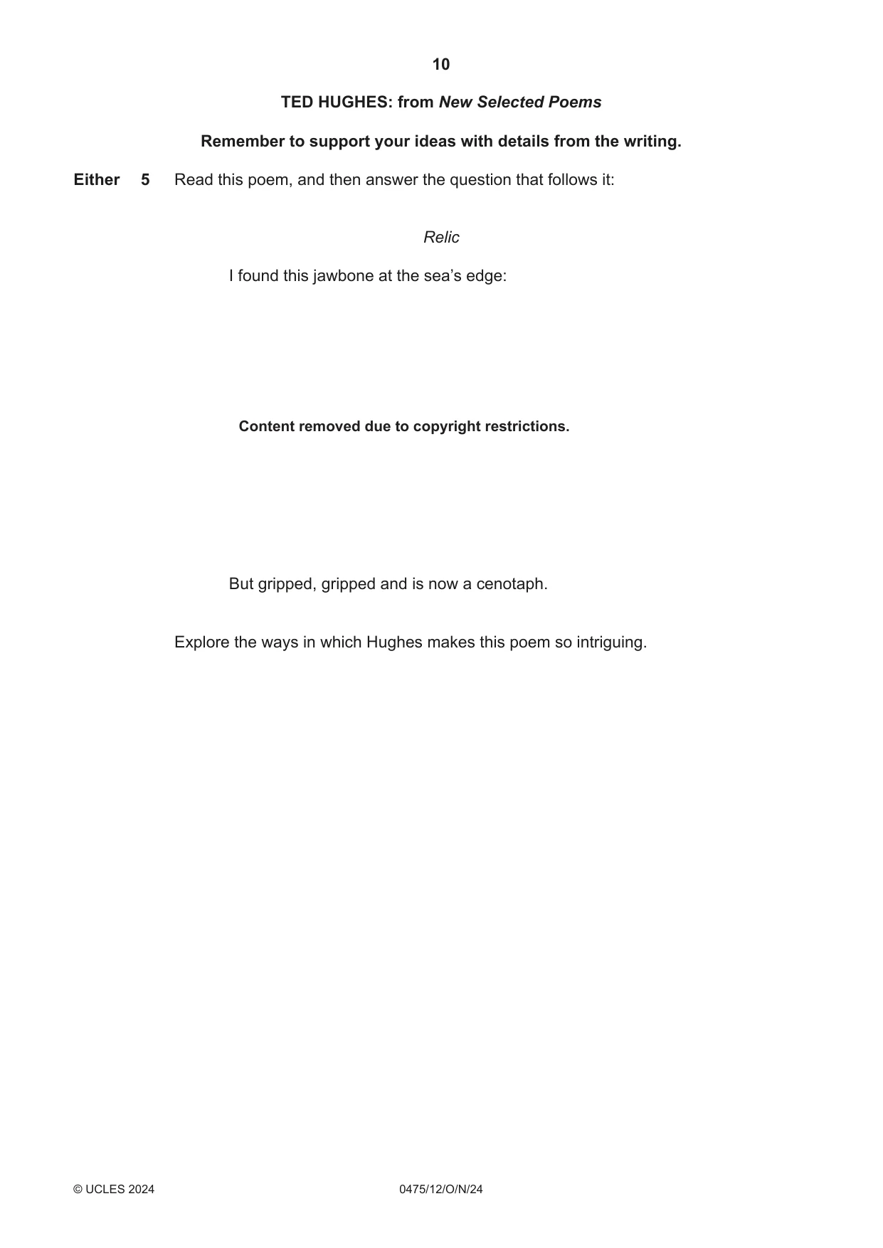 Cambridge IGCSE English - Literature in English 0475 2024 Oct/Nov Paper 1 · Variant 2 question paper, page 10 of 28