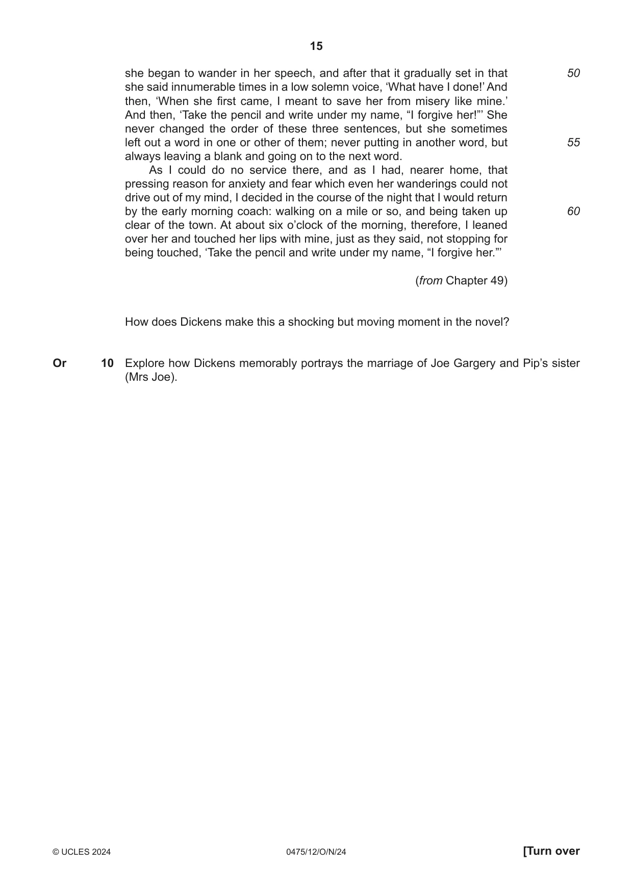 Cambridge IGCSE English - Literature in English 0475 2024 Oct/Nov Paper 1 · Variant 2 question paper, page 15 of 28