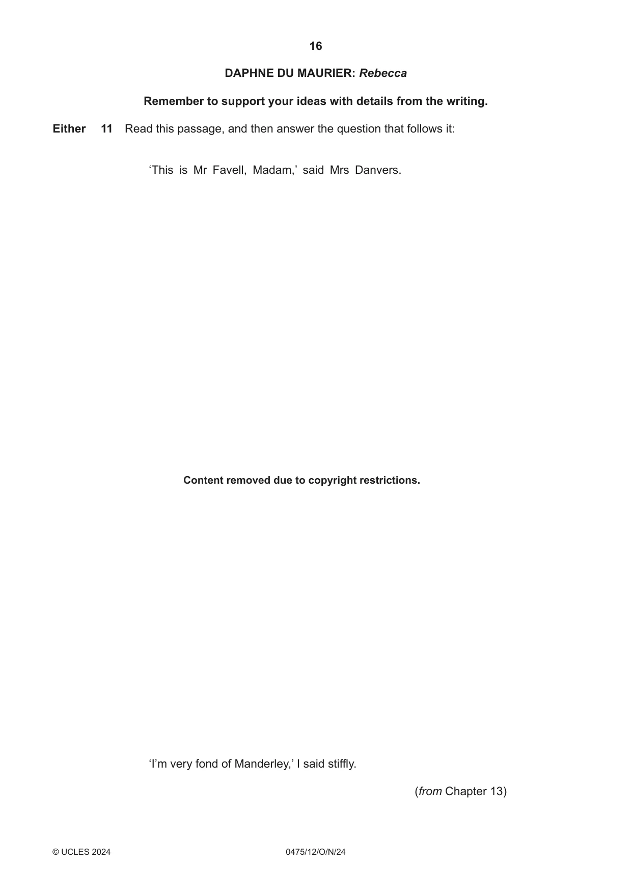 Cambridge IGCSE English - Literature in English 0475 2024 Oct/Nov Paper 1 · Variant 2 question paper, page 16 of 28