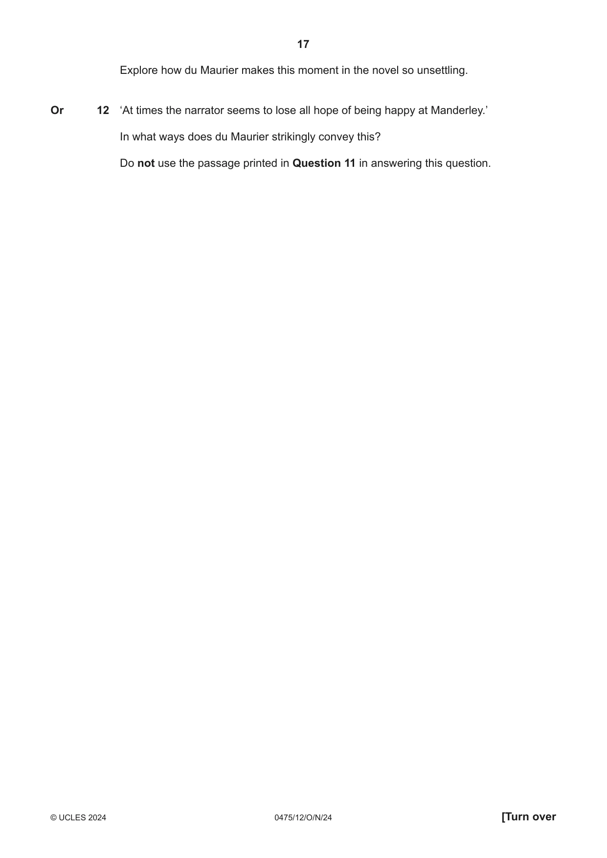 Cambridge IGCSE English - Literature in English 0475 2024 Oct/Nov Paper 1 · Variant 2 question paper, page 17 of 28
