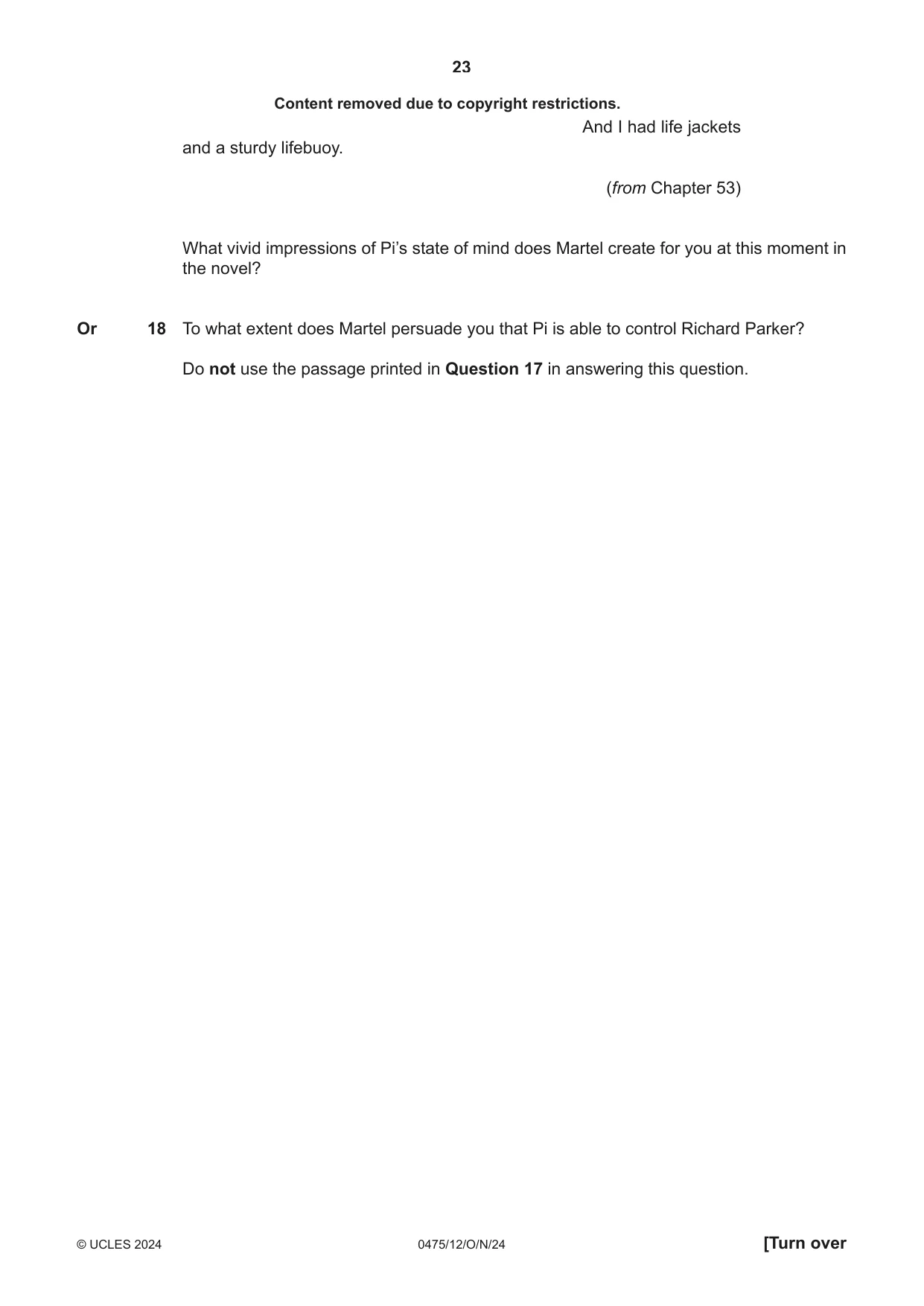 Cambridge IGCSE English - Literature in English 0475 2024 Oct/Nov Paper 1 · Variant 2 question paper, page 23 of 28
