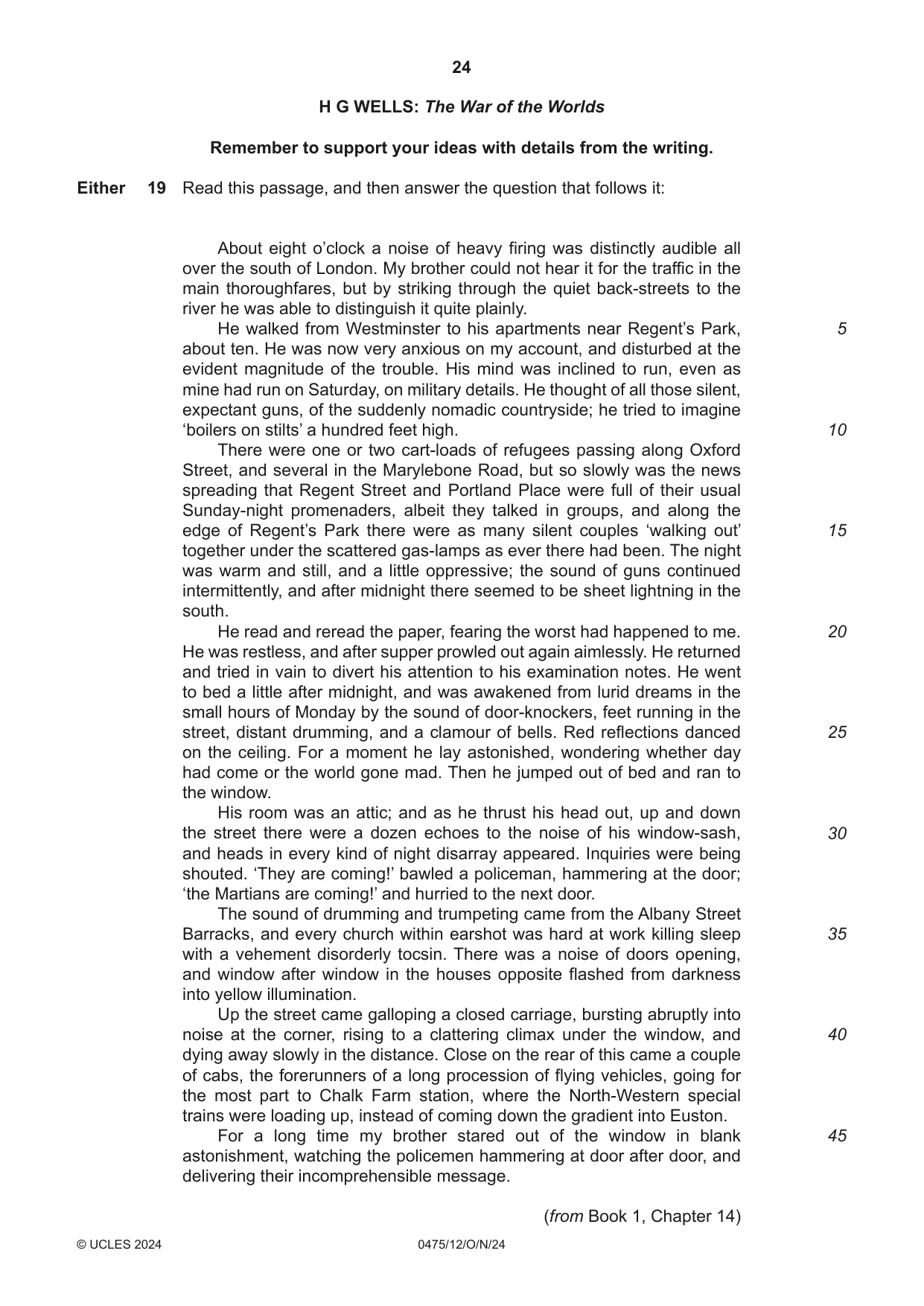 Cambridge IGCSE English - Literature in English 0475 2024 Oct/Nov Paper 1 · Variant 2 question paper, page 24 of 28
