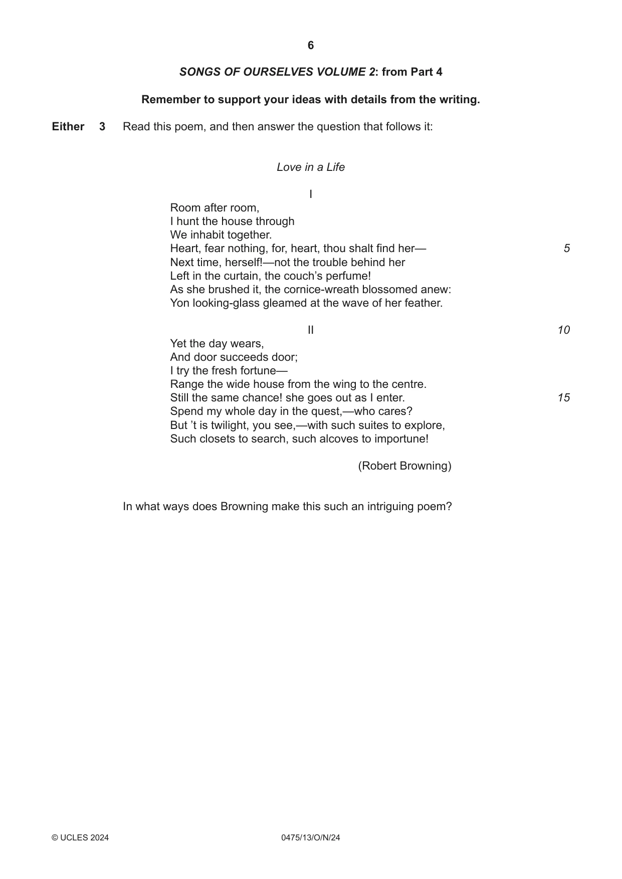 Cambridge IGCSE English - Literature in English 0475 2024 Oct/Nov Paper 1 · Variant 3 question paper, page 6 of 28