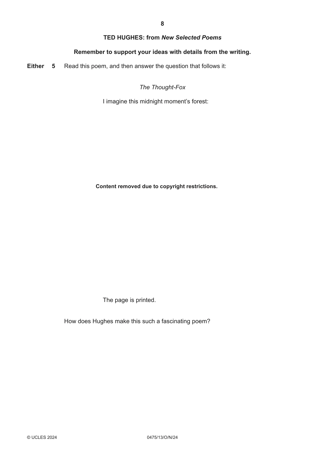 Cambridge IGCSE English - Literature in English 0475 2024 Oct/Nov Paper 1 · Variant 3 question paper, page 8 of 28