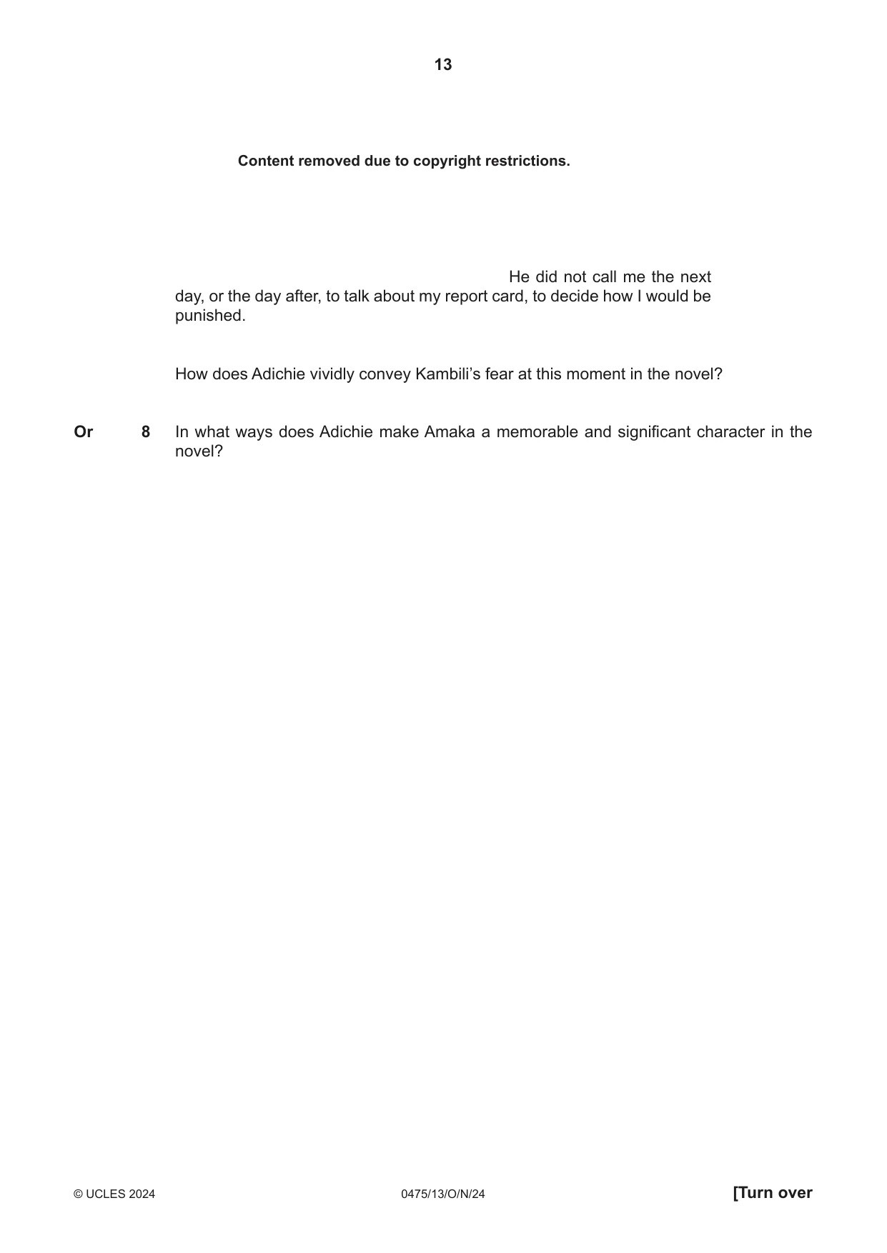 Cambridge IGCSE English - Literature in English 0475 2024 Oct/Nov Paper 1 · Variant 3 question paper, page 13 of 28