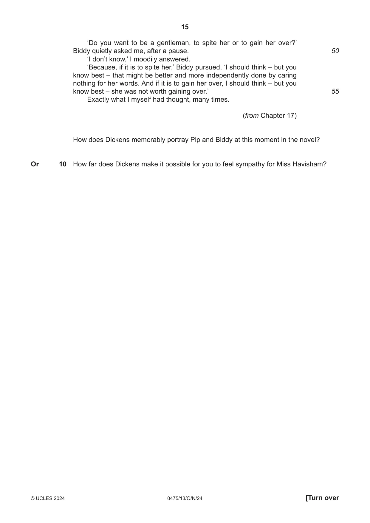 Cambridge IGCSE English - Literature in English 0475 2024 Oct/Nov Paper 1 · Variant 3 question paper, page 15 of 28