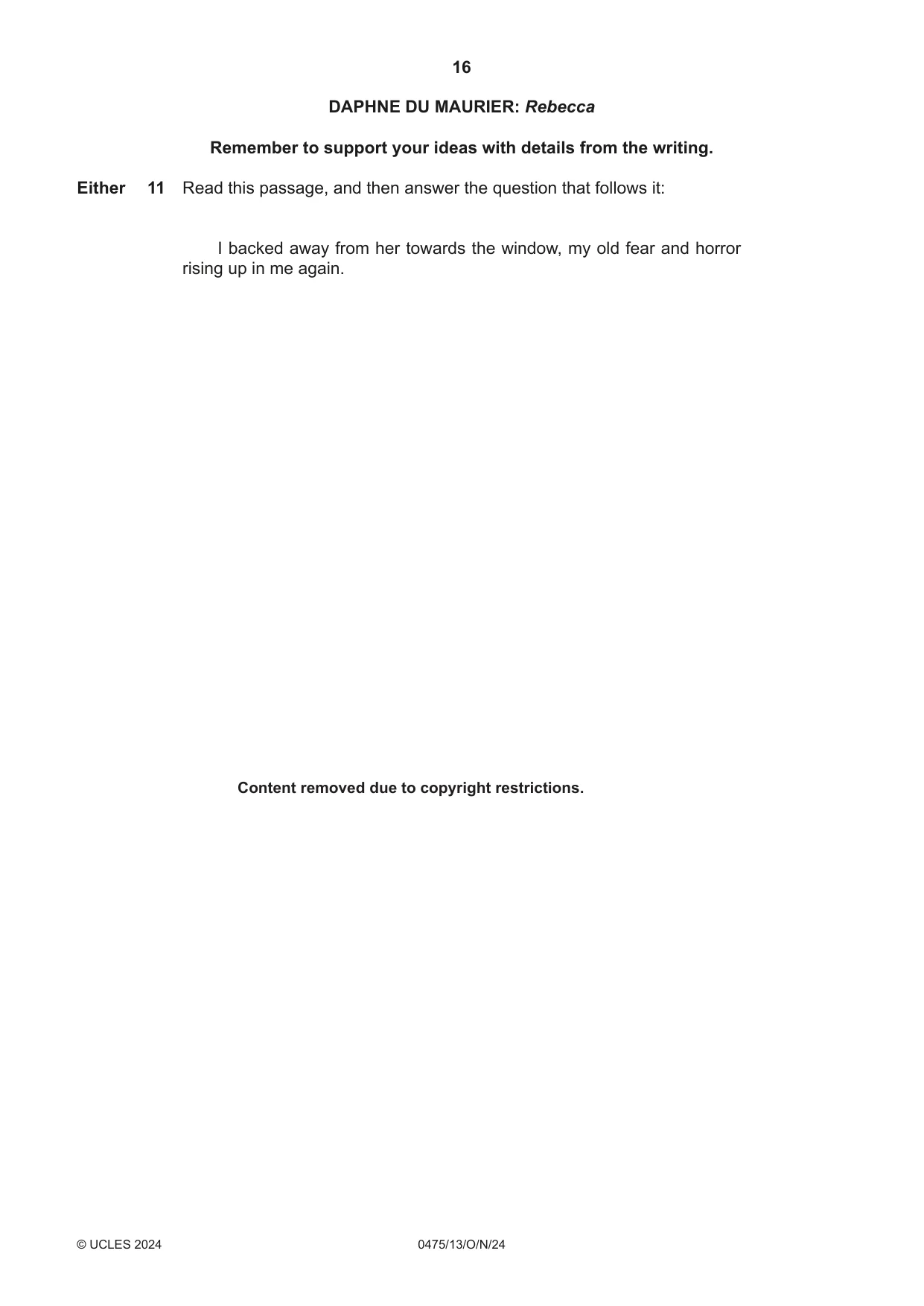 Cambridge IGCSE English - Literature in English 0475 2024 Oct/Nov Paper 1 · Variant 3 question paper, page 16 of 28