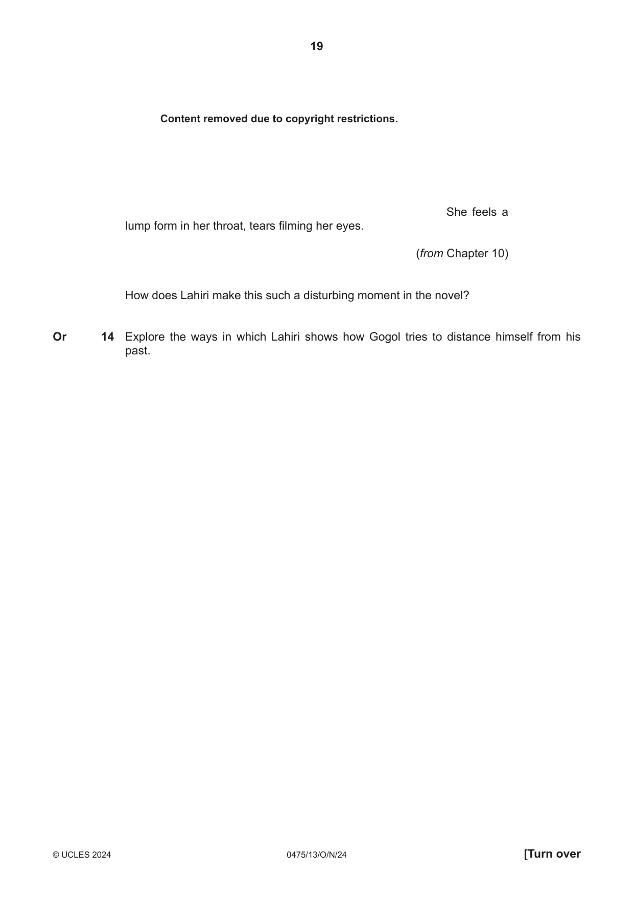 Cambridge IGCSE English - Literature in English 0475 2024 Oct/Nov Paper 1 · Variant 3 question paper, page 19 of 28