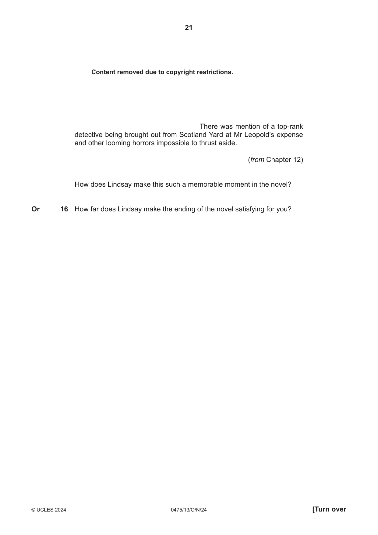 Cambridge IGCSE English - Literature in English 0475 2024 Oct/Nov Paper 1 · Variant 3 question paper, page 21 of 28