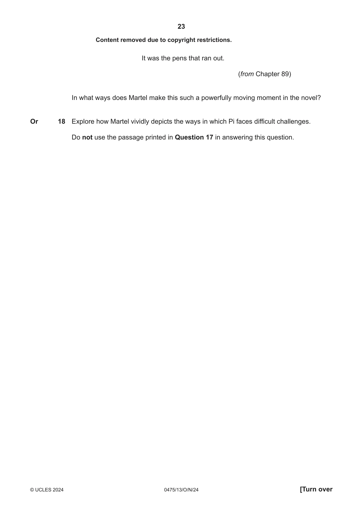 Cambridge IGCSE English - Literature in English 0475 2024 Oct/Nov Paper 1 · Variant 3 question paper, page 23 of 28