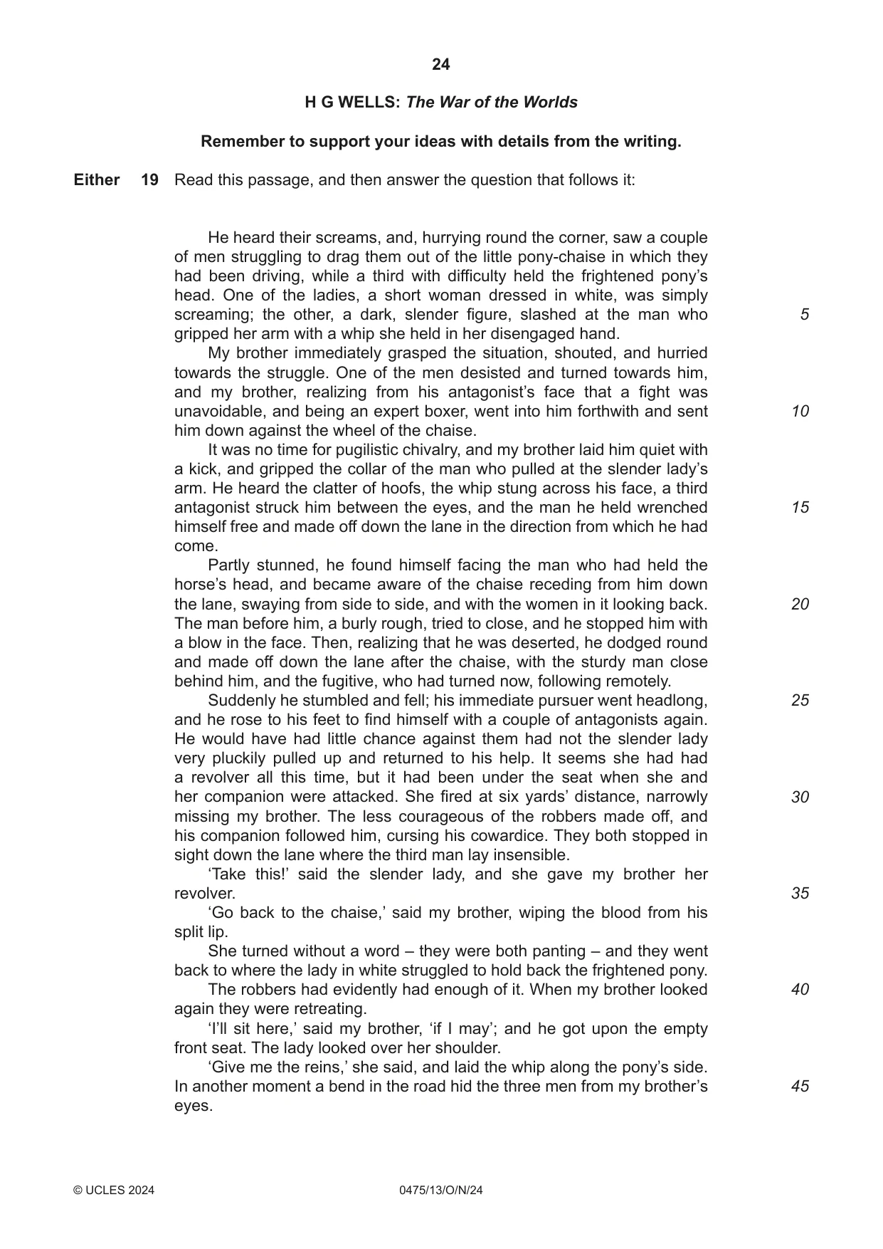 Cambridge IGCSE English - Literature in English 0475 2024 Oct/Nov Paper 1 · Variant 3 question paper, page 24 of 28