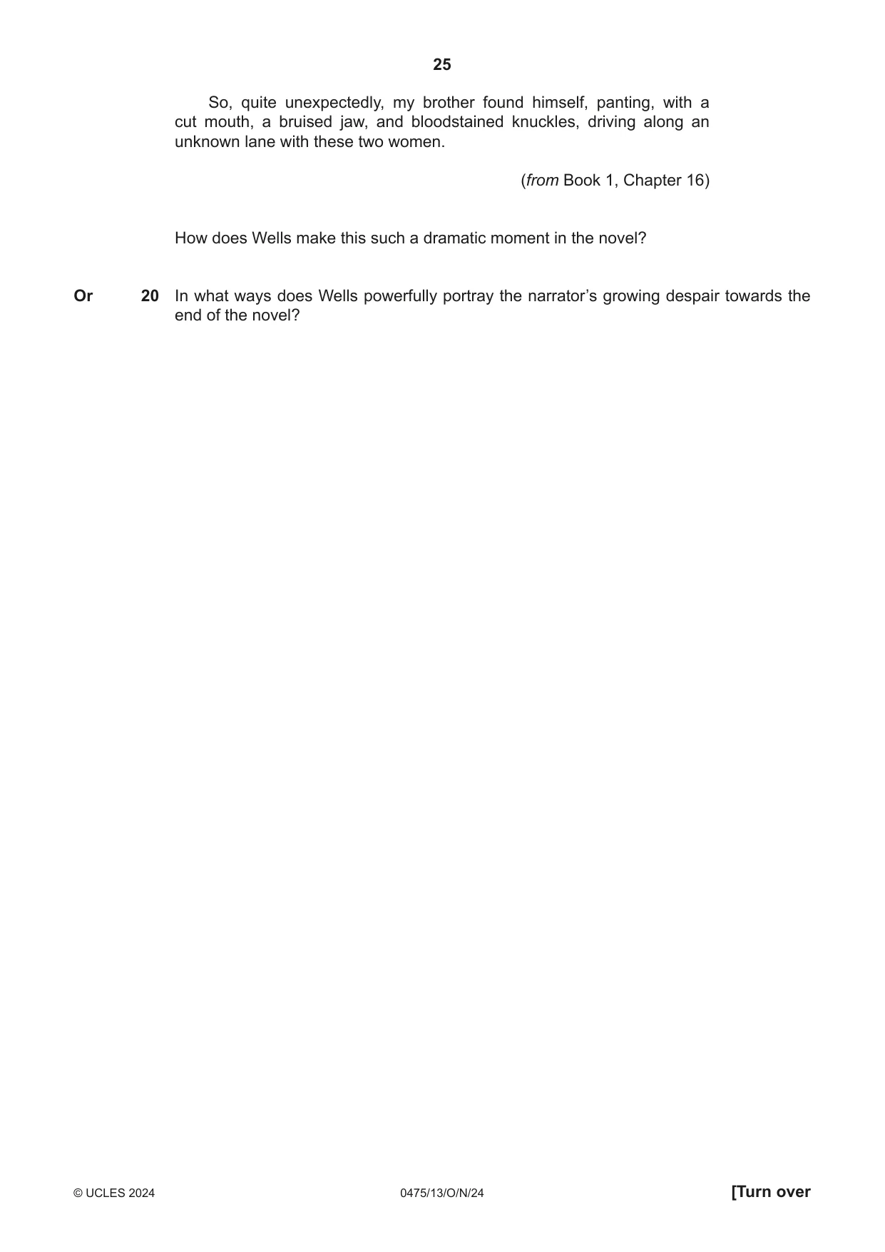 Cambridge IGCSE English - Literature in English 0475 2024 Oct/Nov Paper 1 · Variant 3 question paper, page 25 of 28
