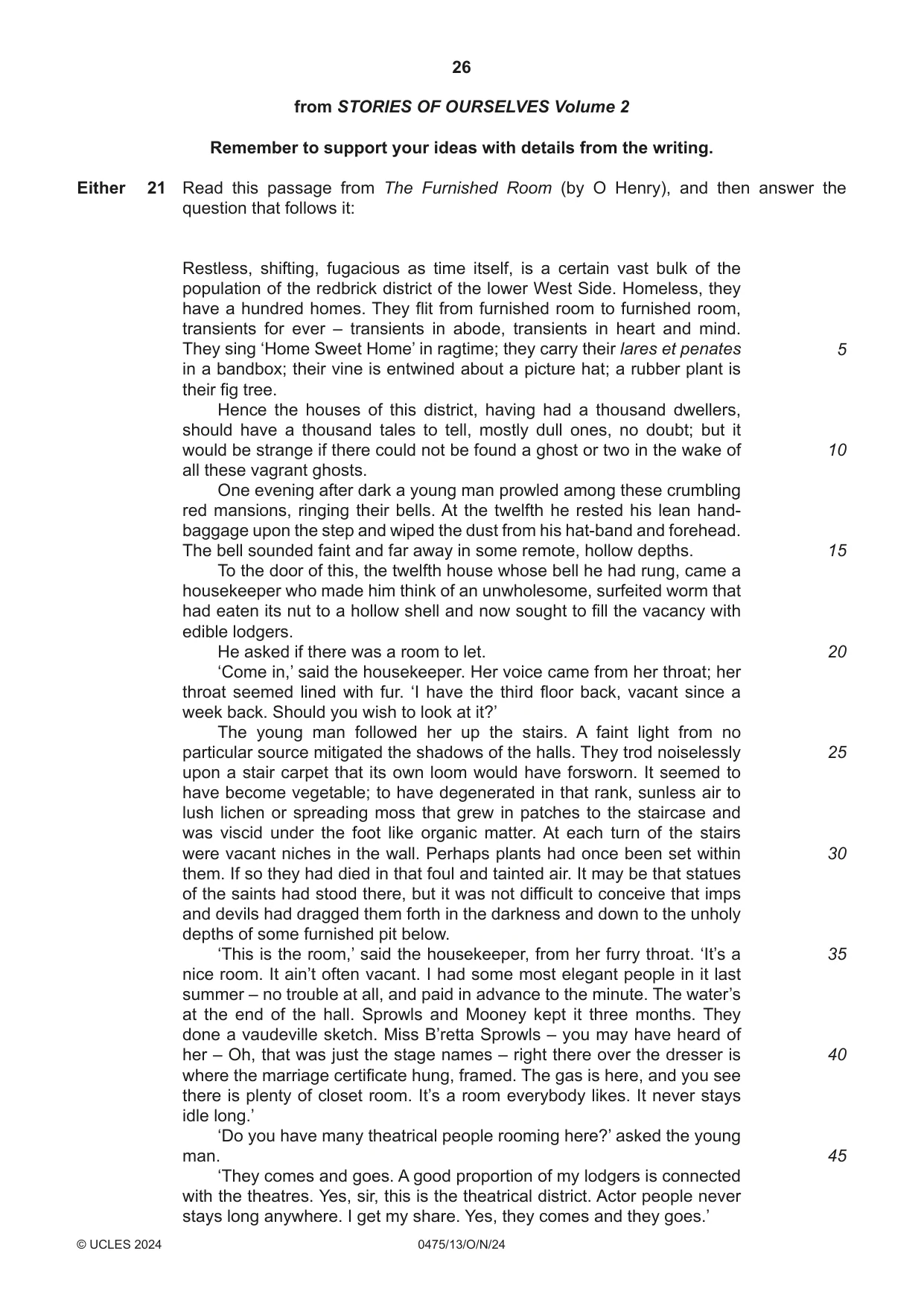 Cambridge IGCSE English - Literature in English 0475 2024 Oct/Nov Paper 1 · Variant 3 question paper, page 26 of 28