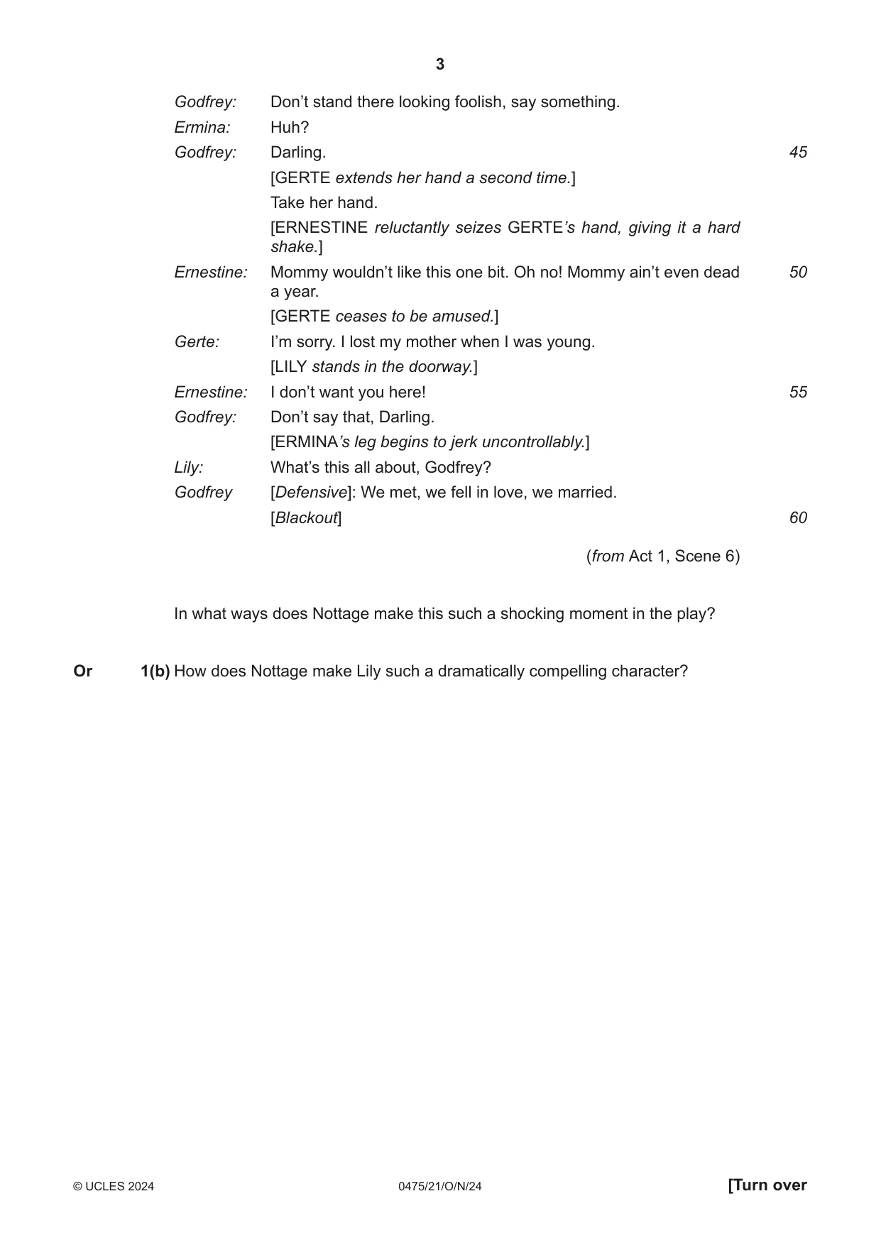 Cambridge IGCSE English - Literature in English 0475 2024 Oct/Nov Paper 2 · Variant 1 question paper, page 3 of 12