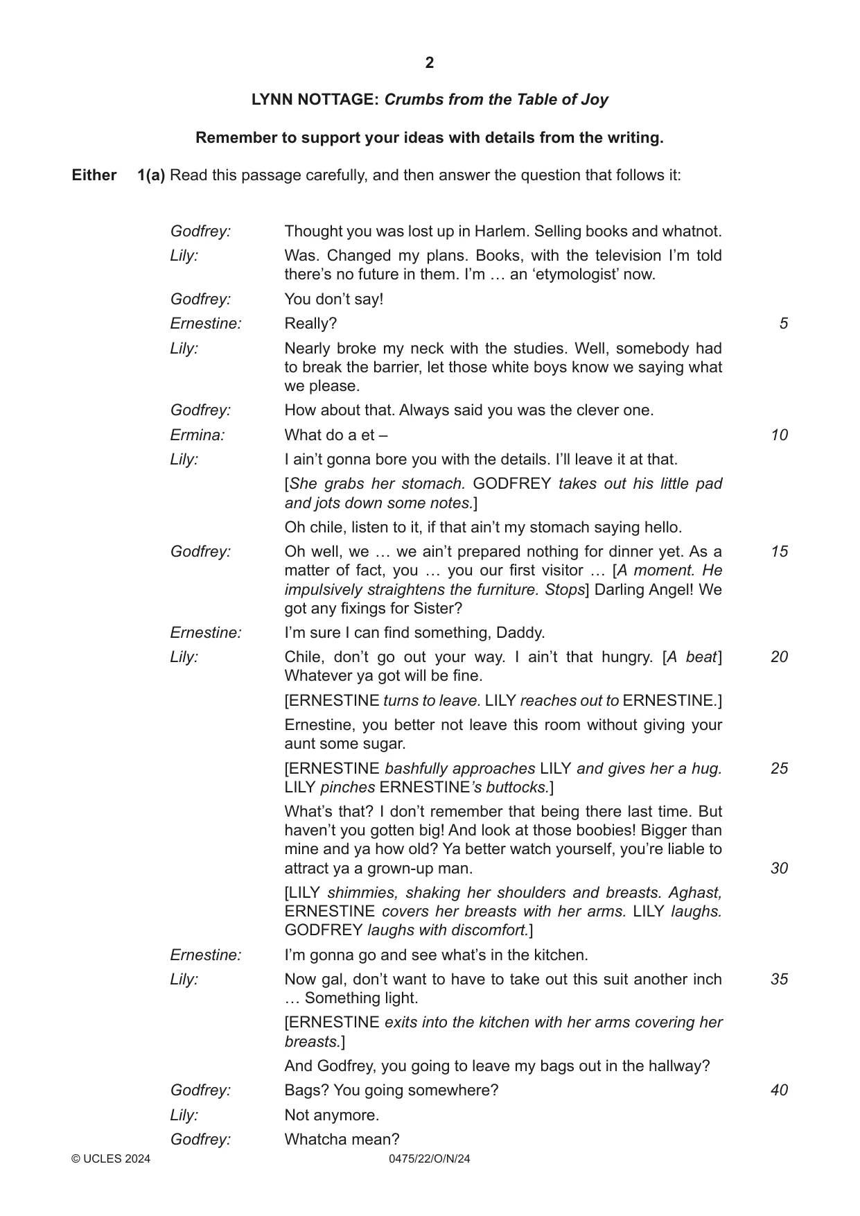 Cambridge IGCSE English - Literature in English 0475 2024 Oct/Nov Paper 2 · Variant 2 question paper, page 2 of 12