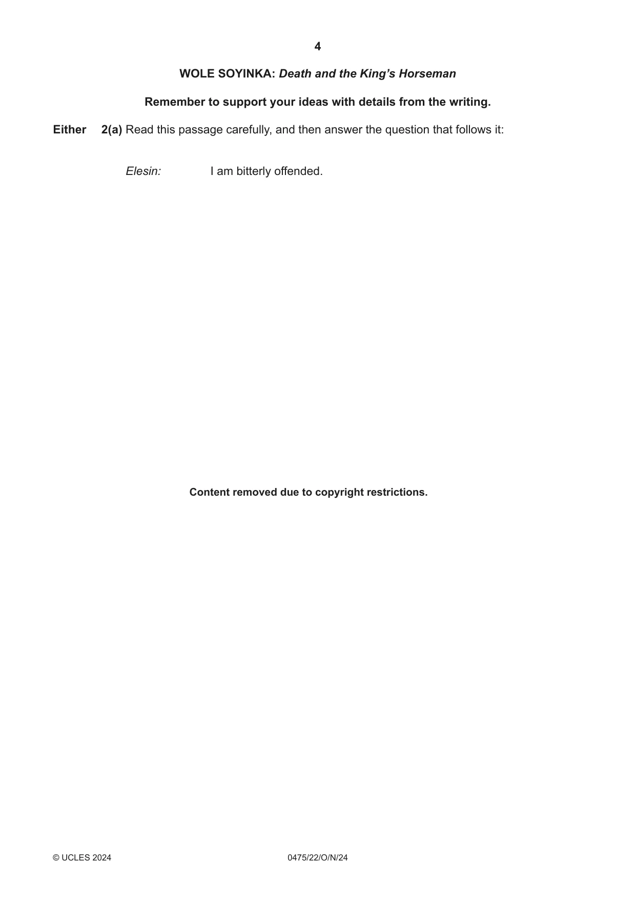 Cambridge IGCSE English - Literature in English 0475 2024 Oct/Nov Paper 2 · Variant 2 question paper, page 4 of 12