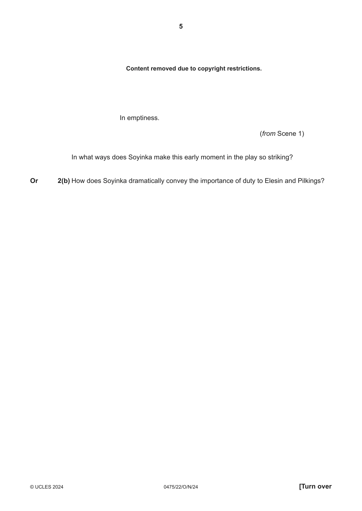 Cambridge IGCSE English - Literature in English 0475 2024 Oct/Nov Paper 2 · Variant 2 question paper, page 5 of 12