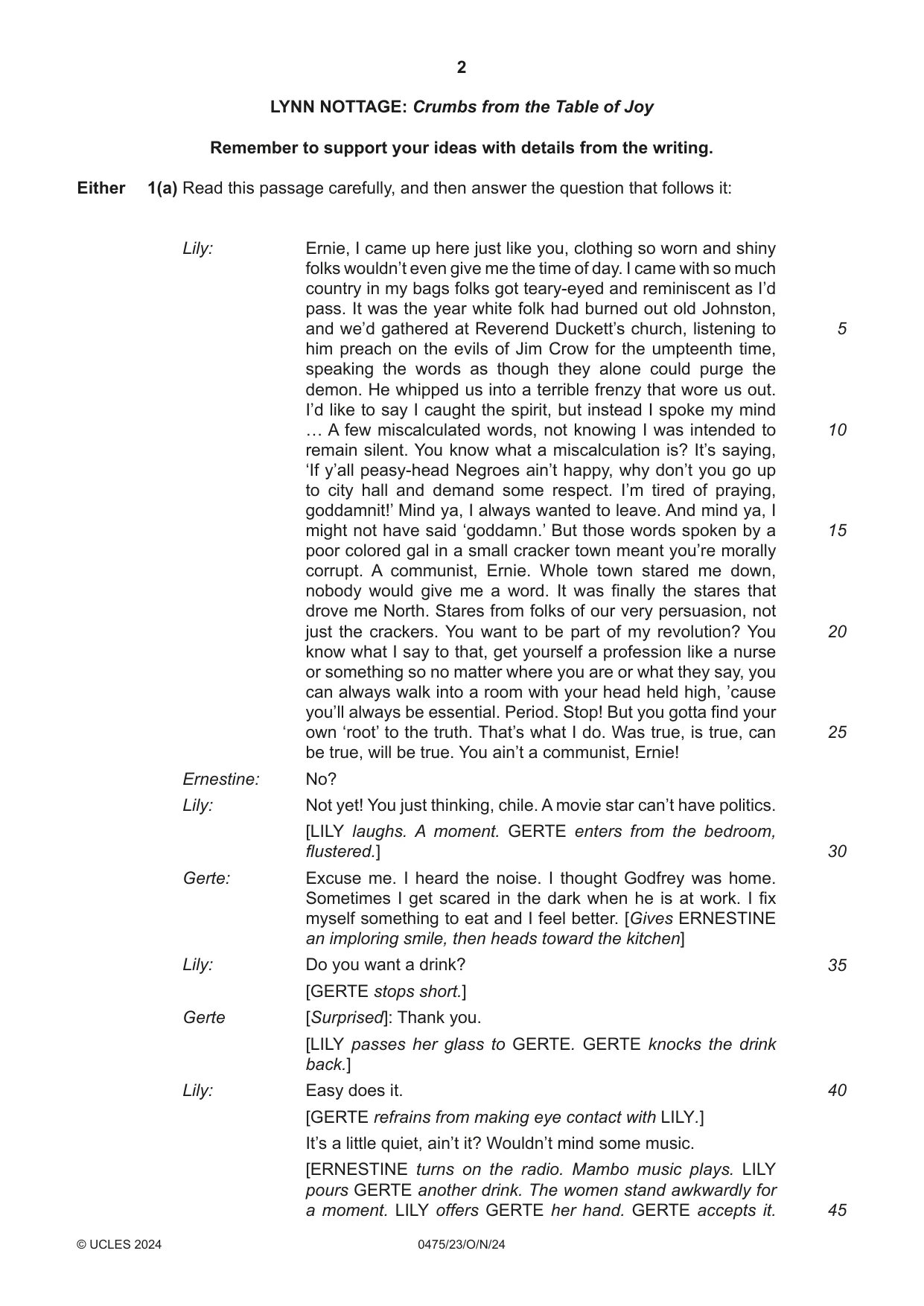 Cambridge IGCSE English - Literature in English 0475 2024 Oct/Nov Paper 2 · Variant 3 question paper, page 2 of 12