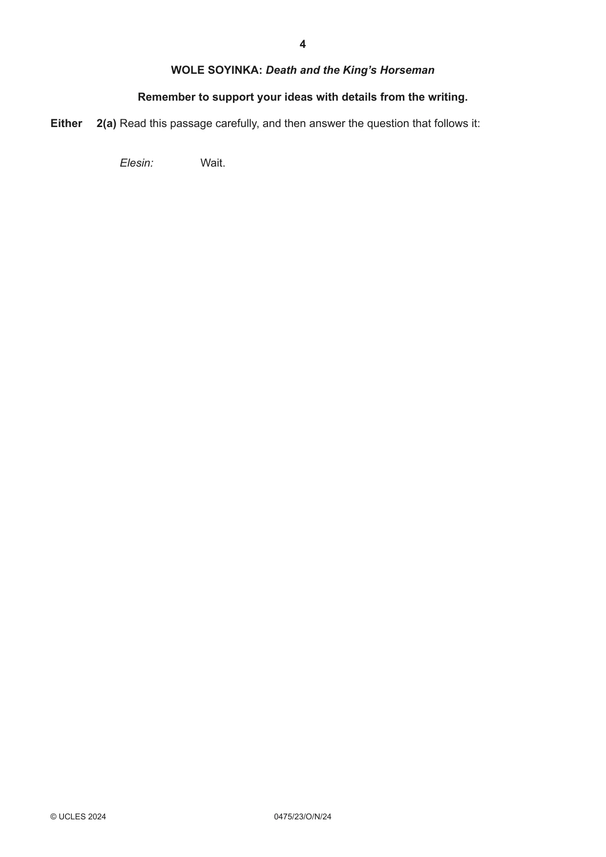 Cambridge IGCSE English - Literature in English 0475 2024 Oct/Nov Paper 2 · Variant 3 question paper, page 4 of 12