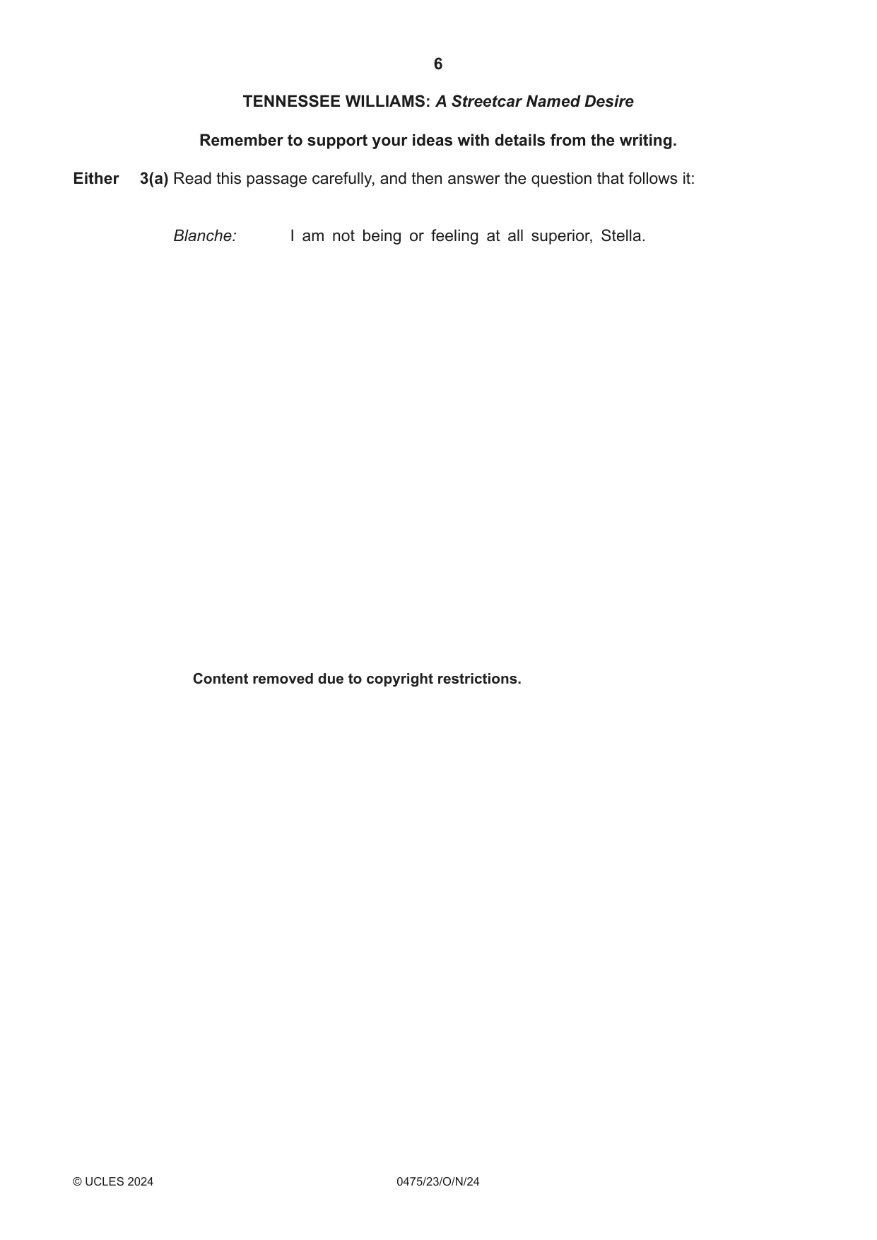 Cambridge IGCSE English - Literature in English 0475 2024 Oct/Nov Paper 2 · Variant 3 question paper, page 6 of 12