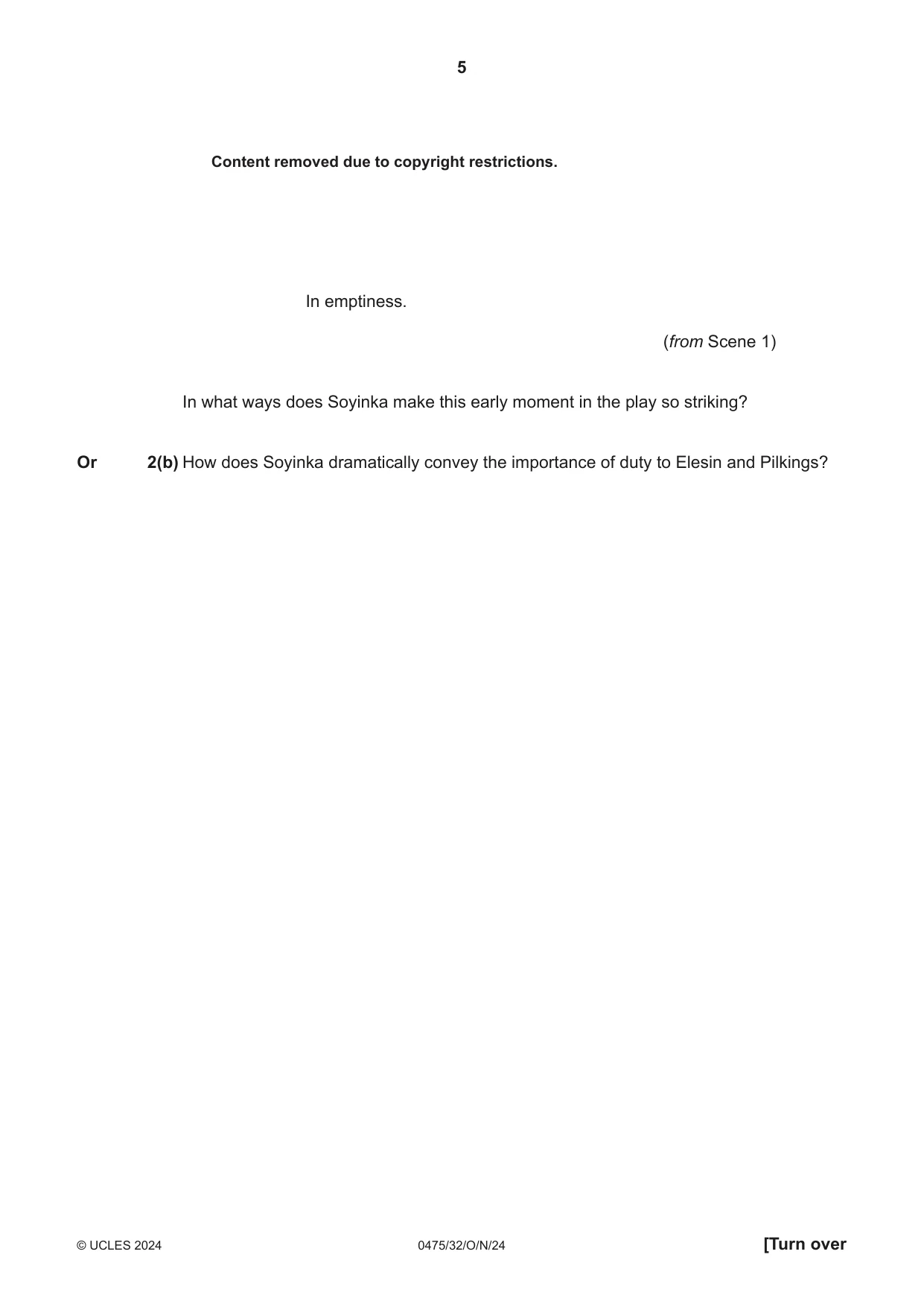 Cambridge IGCSE English - Literature in English 0475 2024 Oct/Nov Paper 3 · Variant 2 question paper, page 5 of 12