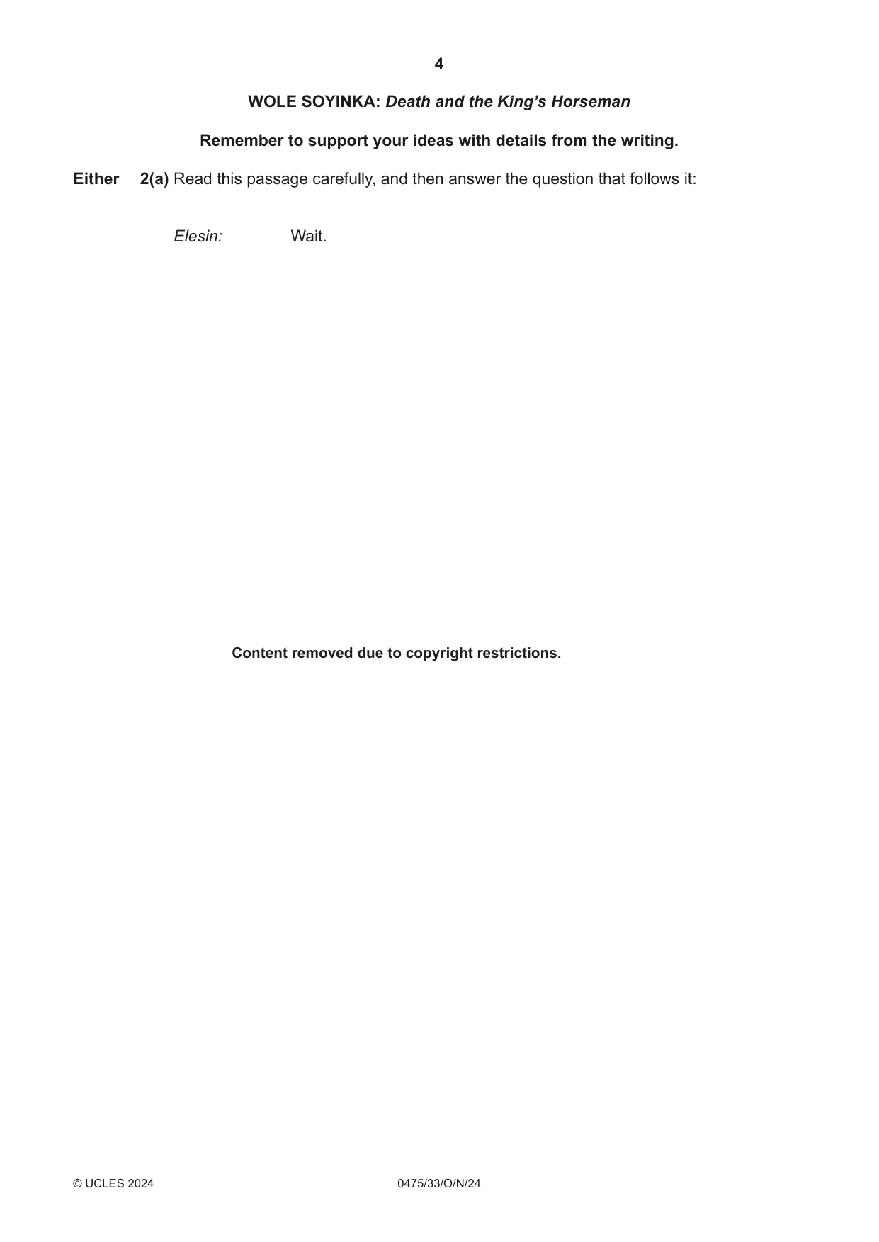 Cambridge IGCSE English - Literature in English 0475 2024 Oct/Nov Paper 3 · Variant 3 question paper, page 4 of 12