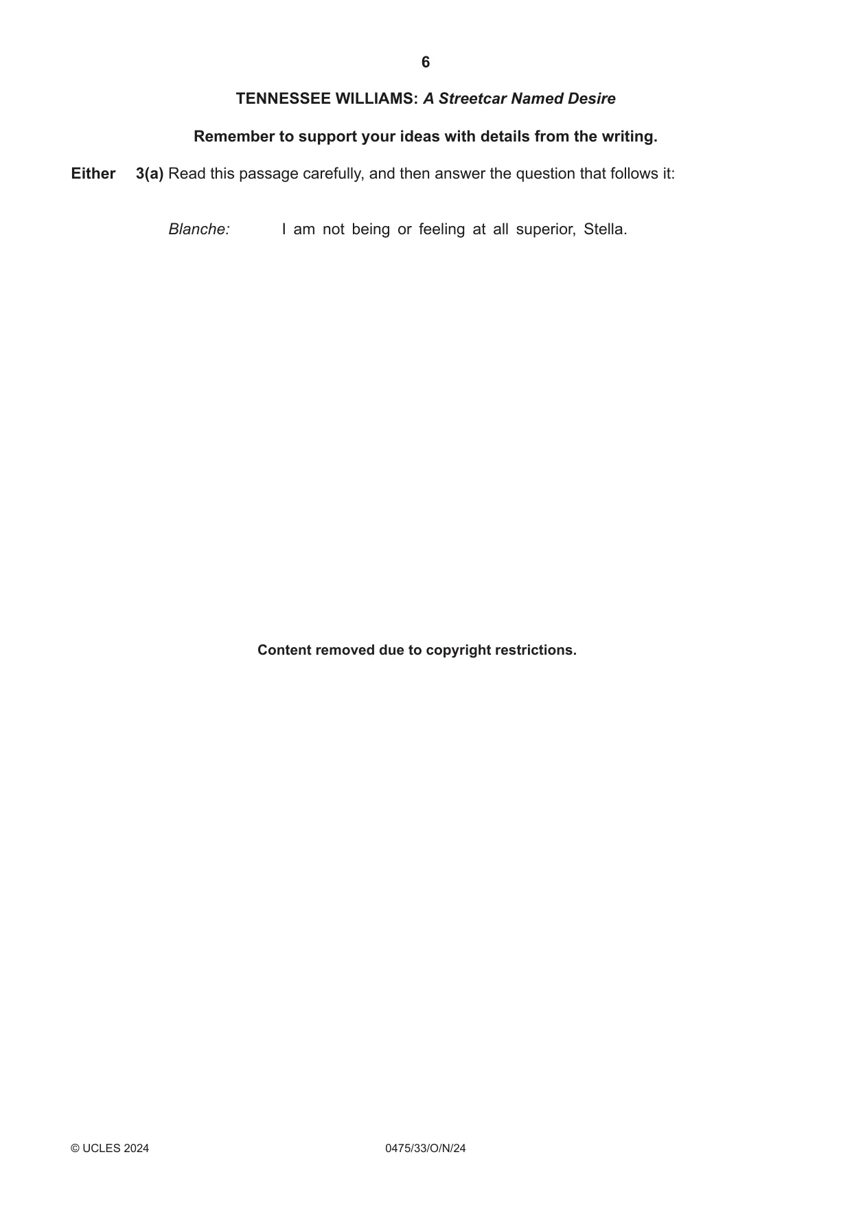 Cambridge IGCSE English - Literature in English 0475 2024 Oct/Nov Paper 3 · Variant 3 question paper, page 6 of 12