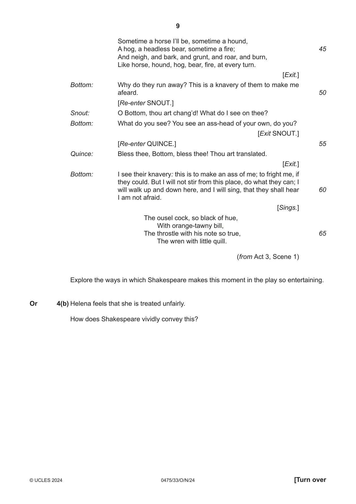 Cambridge IGCSE English - Literature in English 0475 2024 Oct/Nov Paper 3 · Variant 3 question paper, page 9 of 12