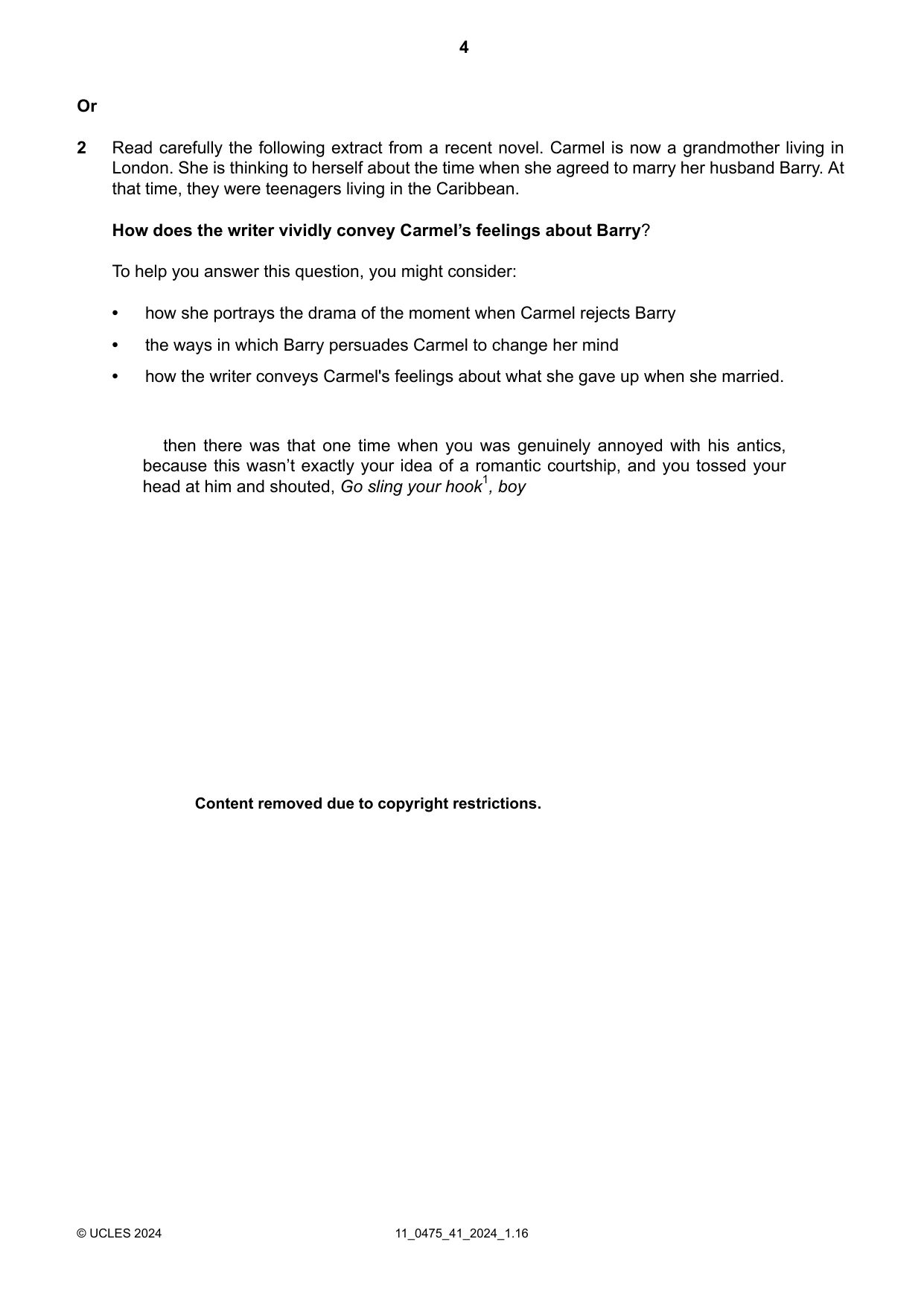 Cambridge IGCSE English - Literature in English 0475 2024 Oct/Nov Paper 4 · Variant 1 question paper, page 4 of 8
