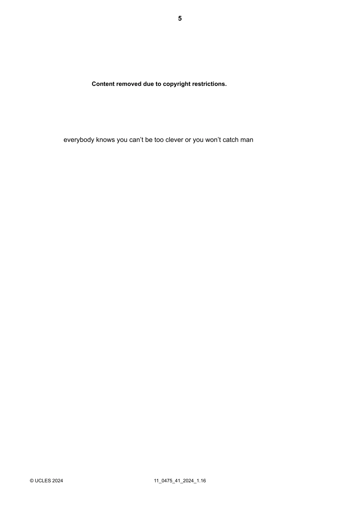 Cambridge IGCSE English - Literature in English 0475 2024 Oct/Nov Paper 4 · Variant 1 question paper, page 5 of 8