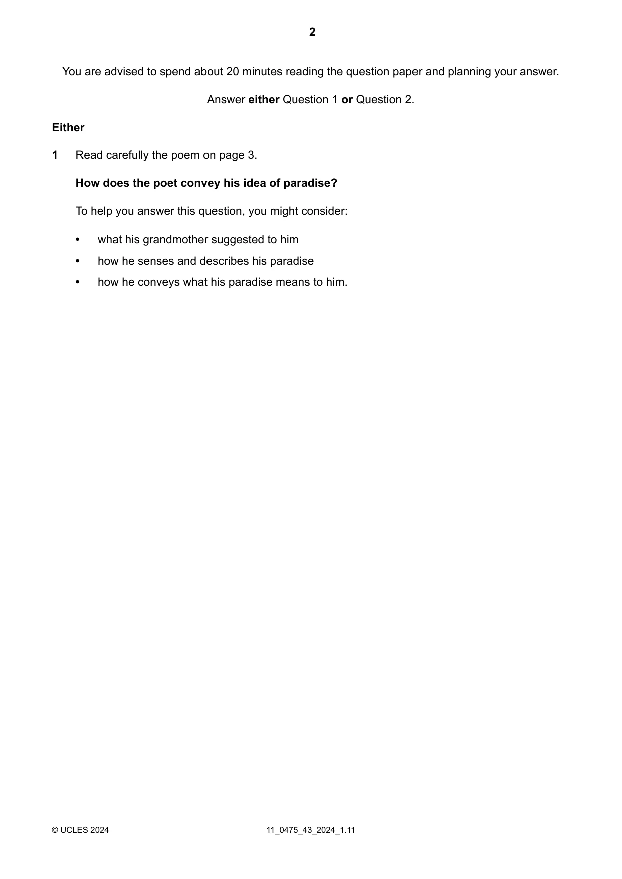 Cambridge IGCSE English - Literature in English 0475 2024 Oct/Nov Paper 4 · Variant 3 question paper, page 2 of 8