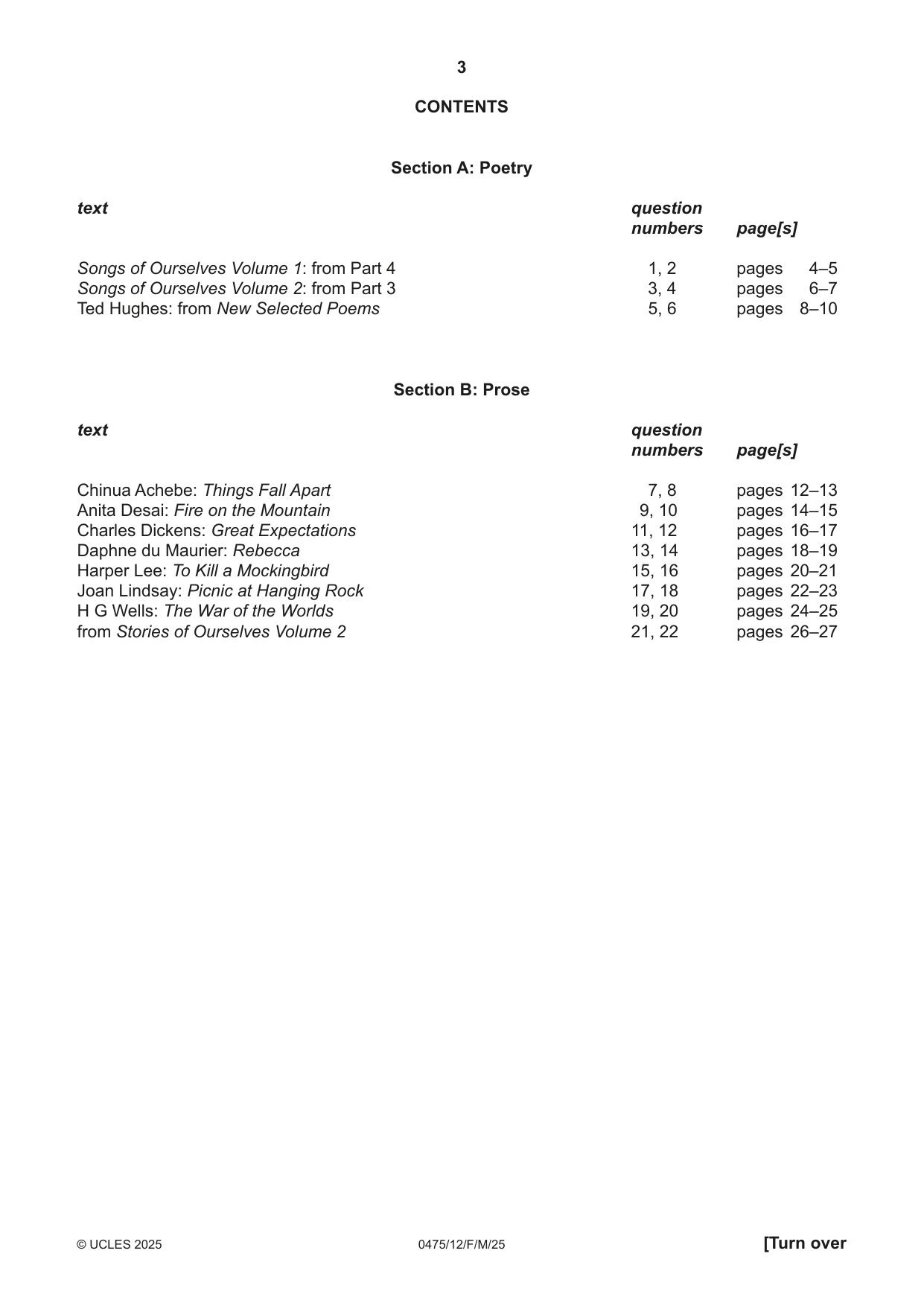 Cambridge IGCSE English - Literature in English 0475 2025 Feb/March Paper 1 · Variant 2 question paper, page 3 of 28