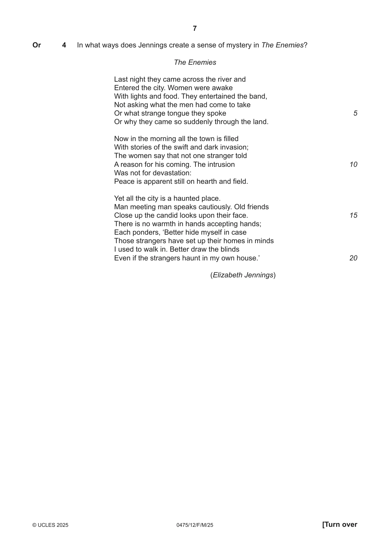 Cambridge IGCSE English - Literature in English 0475 2025 Feb/March Paper 1 · Variant 2 question paper, page 7 of 28
