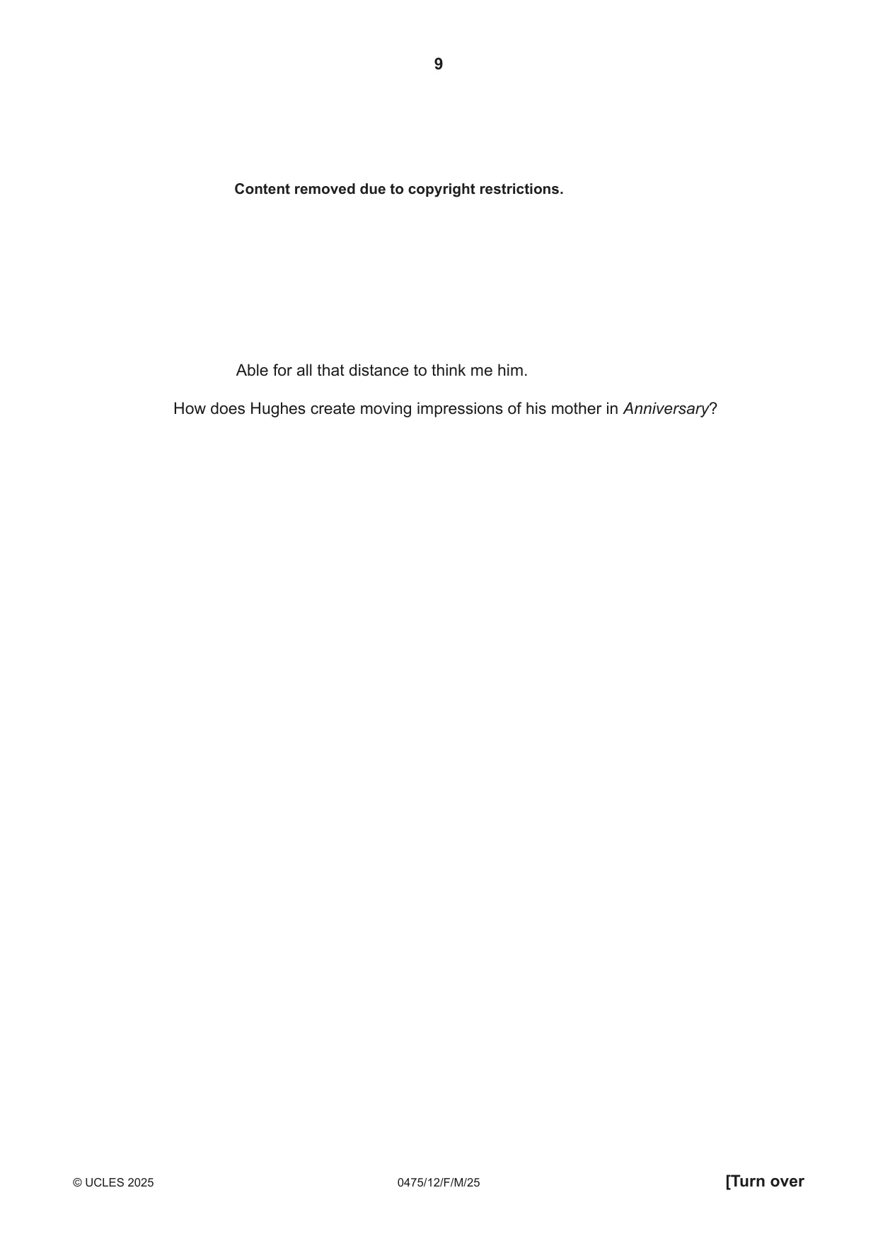 Cambridge IGCSE English - Literature in English 0475 2025 Feb/March Paper 1 · Variant 2 question paper, page 9 of 28