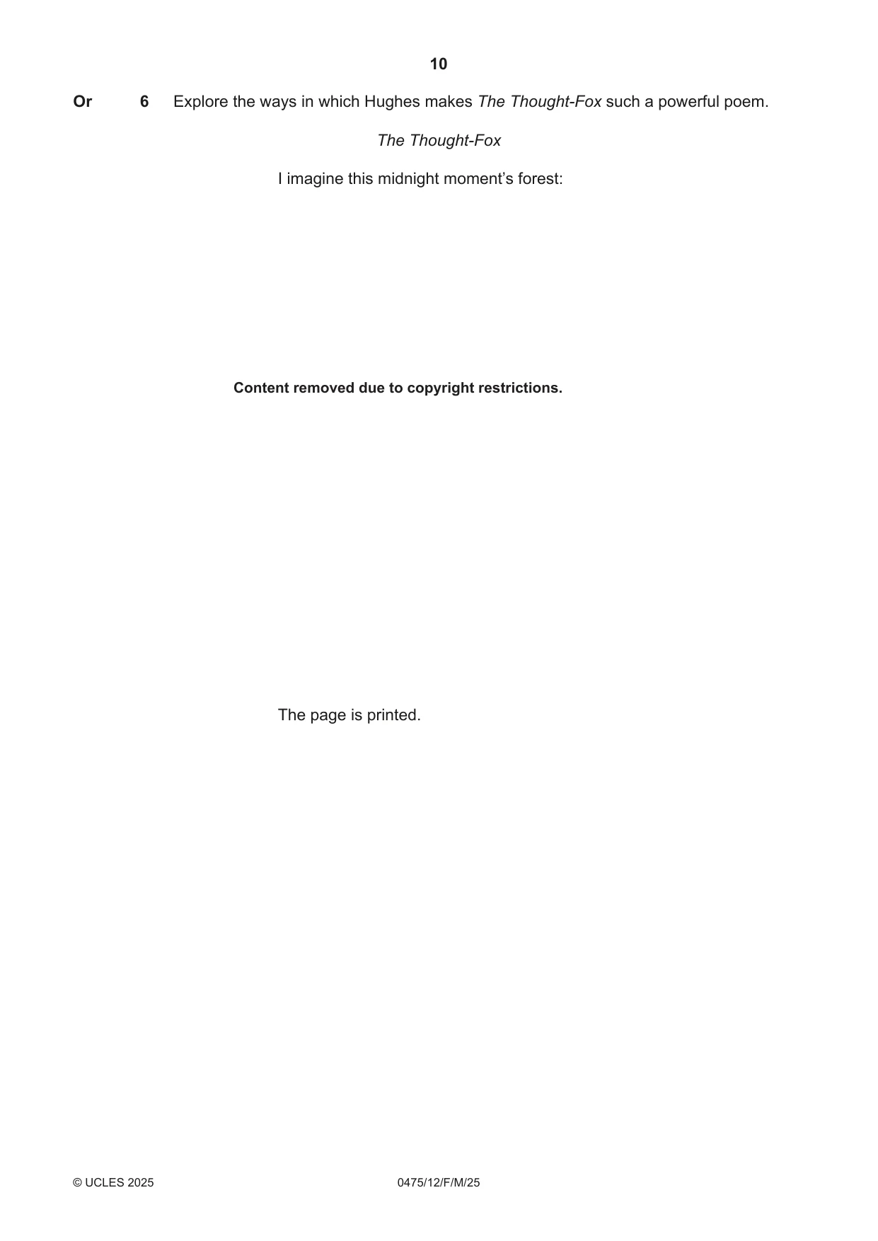 Cambridge IGCSE English - Literature in English 0475 2025 Feb/March Paper 1 · Variant 2 question paper, page 10 of 28