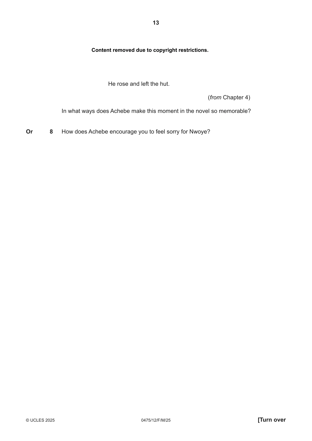 Cambridge IGCSE English - Literature in English 0475 2025 Feb/March Paper 1 · Variant 2 question paper, page 13 of 28