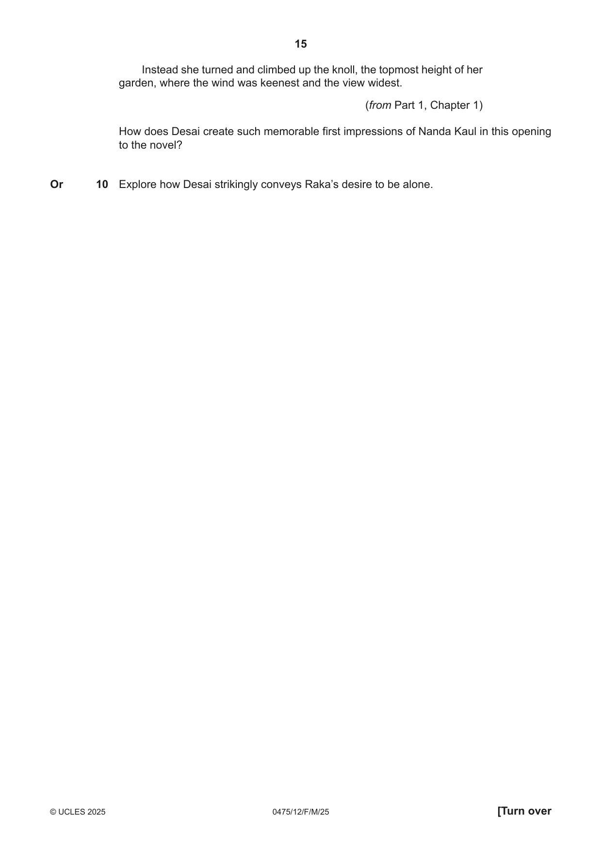 Cambridge IGCSE English - Literature in English 0475 2025 Feb/March Paper 1 · Variant 2 question paper, page 15 of 28