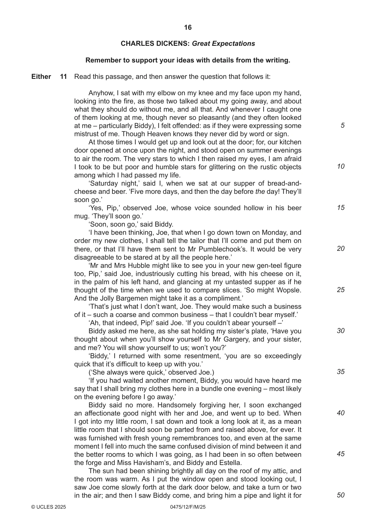 Cambridge IGCSE English - Literature in English 0475 2025 Feb/March Paper 1 · Variant 2 question paper, page 16 of 28