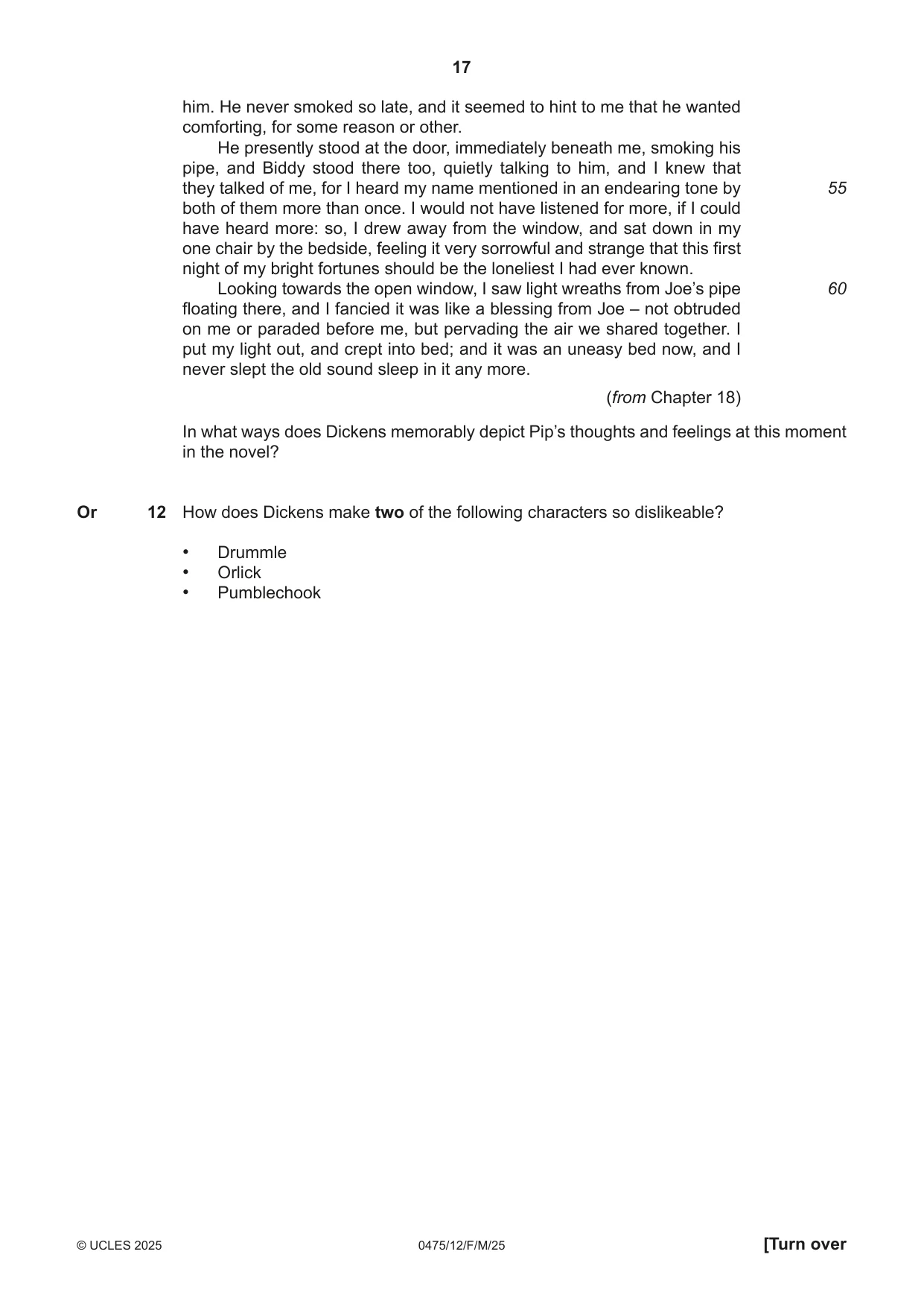 Cambridge IGCSE English - Literature in English 0475 2025 Feb/March Paper 1 · Variant 2 question paper, page 17 of 28