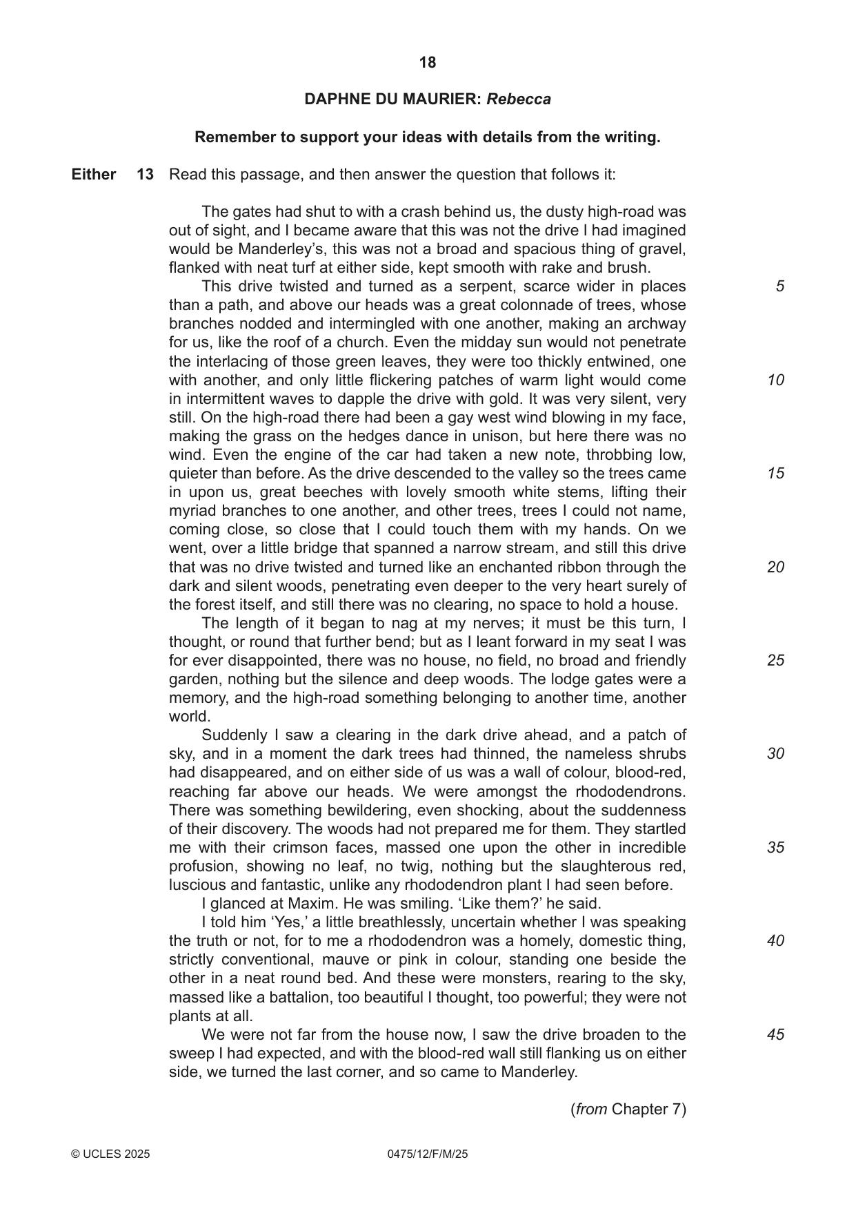 Cambridge IGCSE English - Literature in English 0475 2025 Feb/March Paper 1 · Variant 2 question paper, page 18 of 28