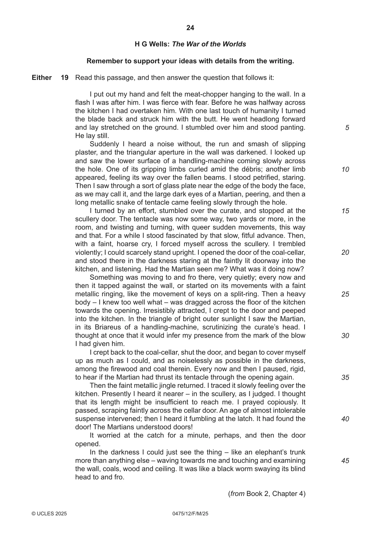 Cambridge IGCSE English - Literature in English 0475 2025 Feb/March Paper 1 · Variant 2 question paper, page 24 of 28