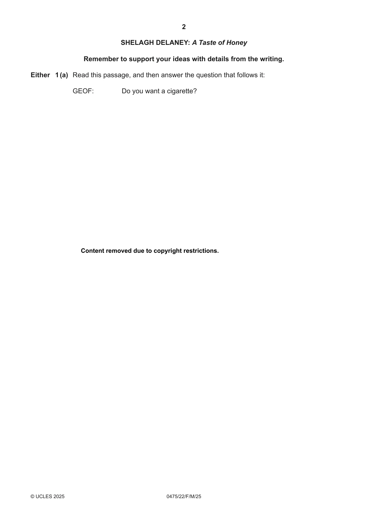 Cambridge IGCSE English - Literature in English 0475 2025 Feb/March Paper 2 · Variant 2 question paper, page 2 of 12