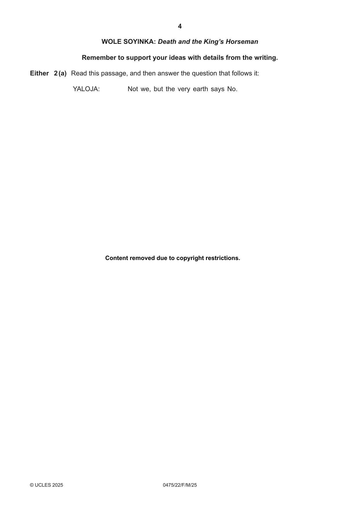 Cambridge IGCSE English - Literature in English 0475 2025 Feb/March Paper 2 · Variant 2 question paper, page 4 of 12