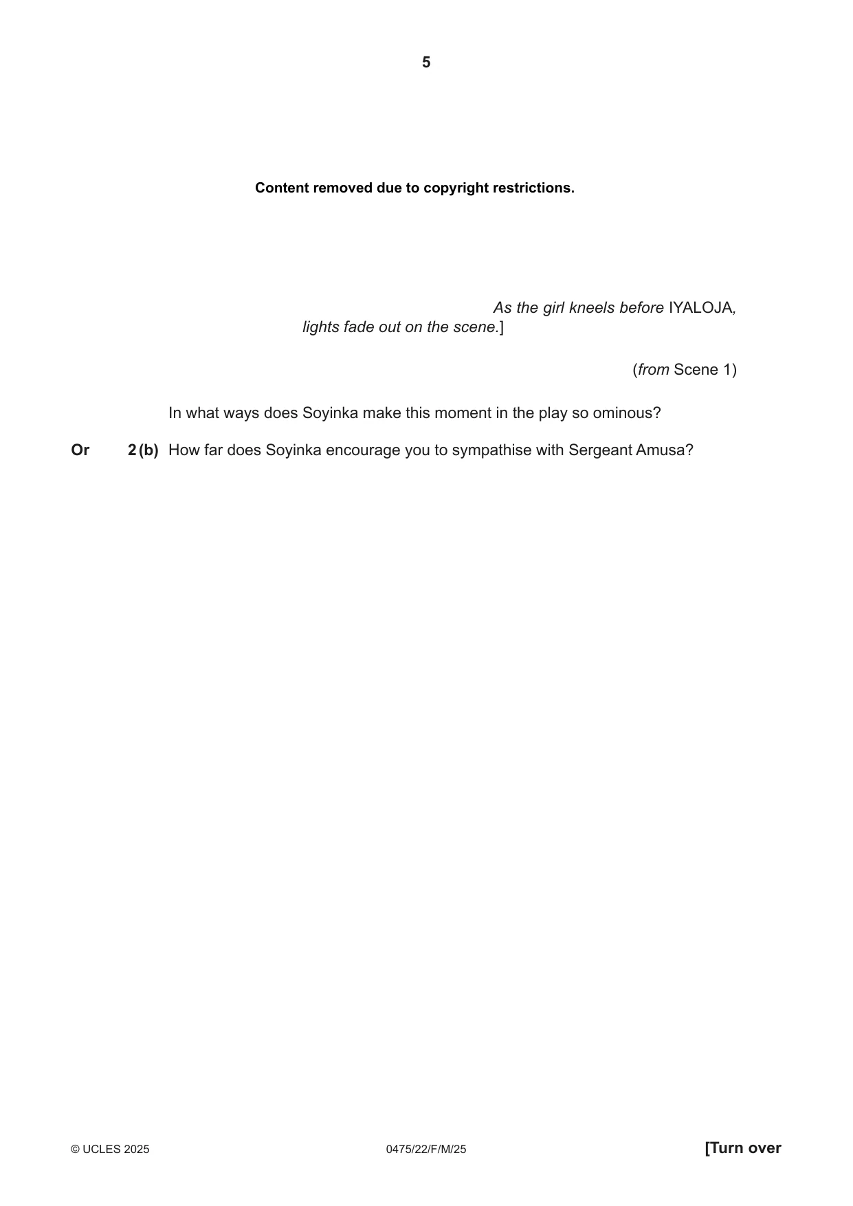Cambridge IGCSE English - Literature in English 0475 2025 Feb/March Paper 2 · Variant 2 question paper, page 5 of 12