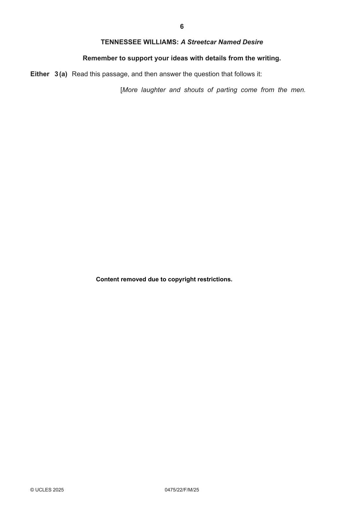 Cambridge IGCSE English - Literature in English 0475 2025 Feb/March Paper 2 · Variant 2 question paper, page 6 of 12