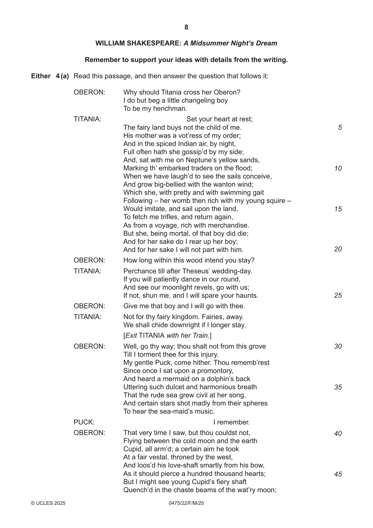 Cambridge IGCSE English - Literature in English 0475 2025 Feb/March Paper 2 · Variant 2 question paper, page 8 of 12