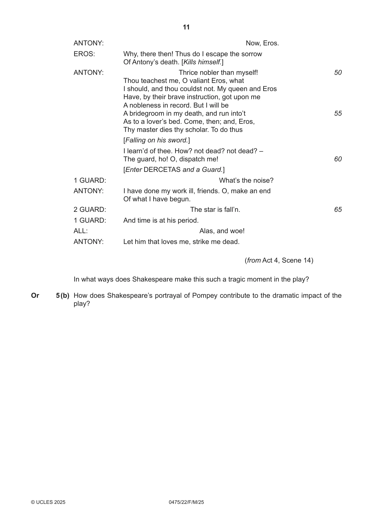 Cambridge IGCSE English - Literature in English 0475 2025 Feb/March Paper 2 · Variant 2 question paper, page 11 of 12