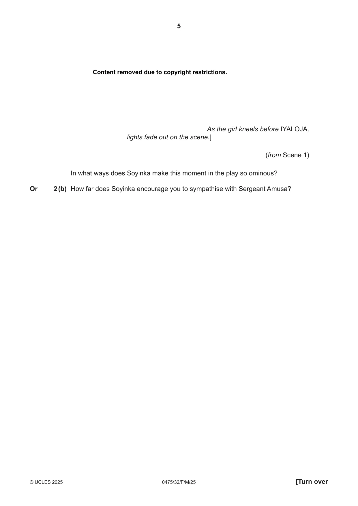Cambridge IGCSE English - Literature in English 0475 2025 Feb/March Paper 3 · Variant 2 question paper, page 5 of 12
